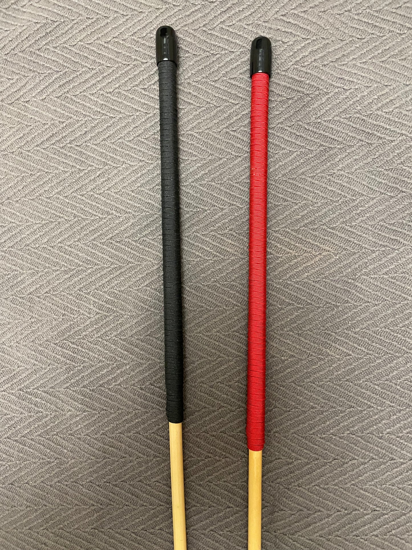 The Scorpion - Whippy Classic Dragon Punishment Cane - 105 cms L & 8 - 9 mm Diameter - 14" BLACK / RED Paracord Handles - Englishvice Canes