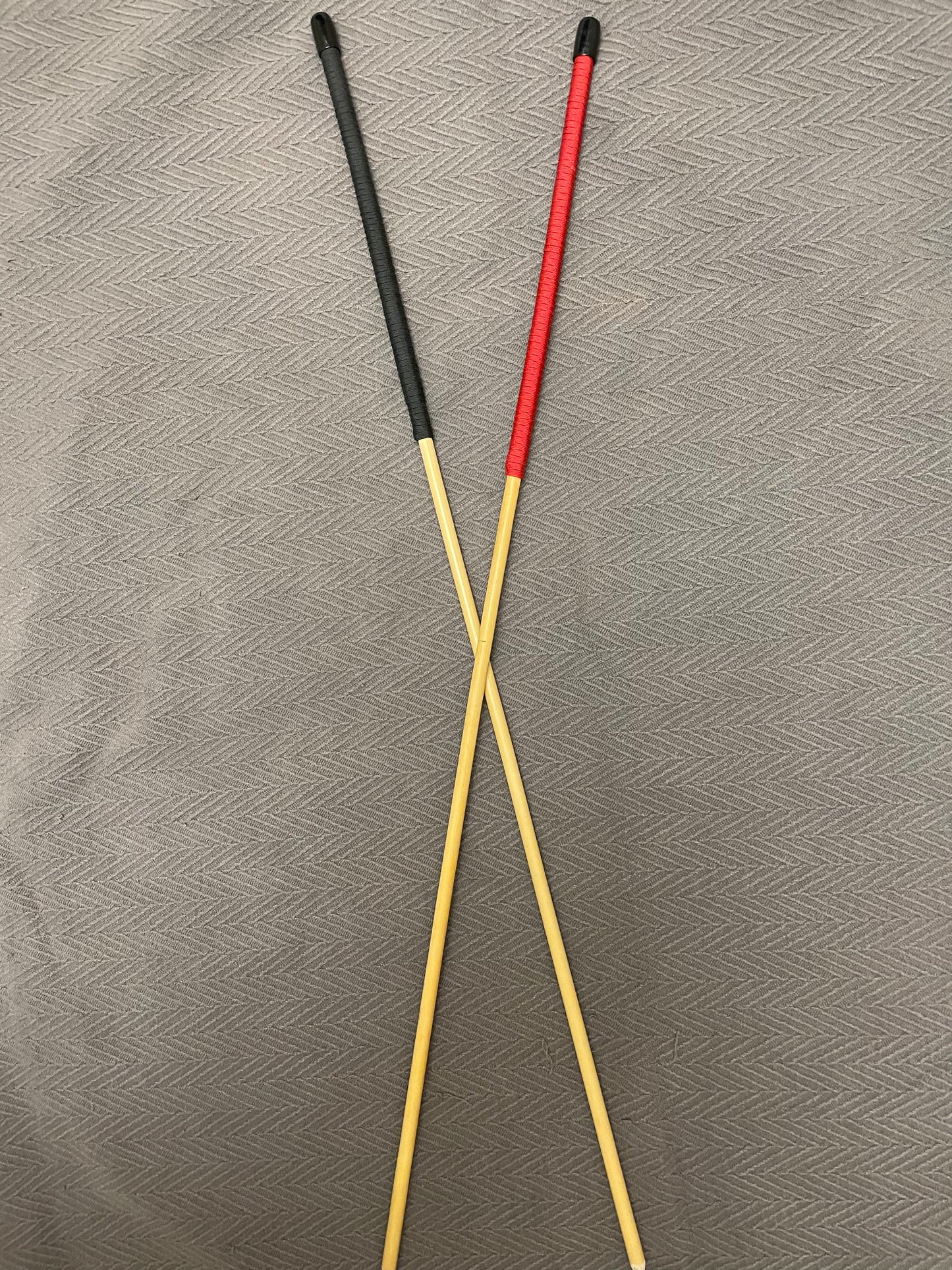The Scorpion - Whippy Classic Dragon Punishment Cane - 105 cms L & 8 - 9 mm Diameter - 14" BLACK / RED Paracord Handles - Englishvice Canes