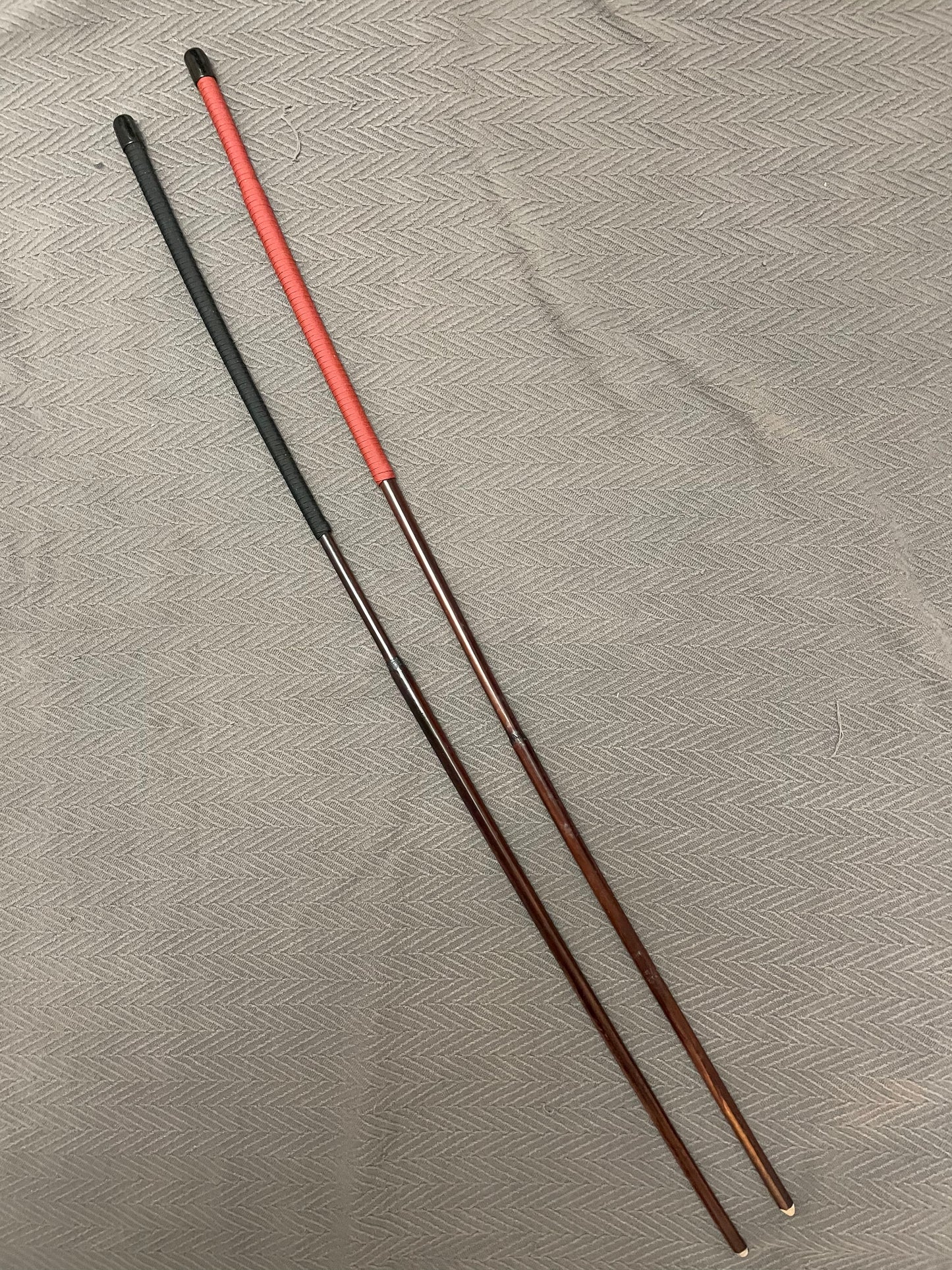 The Scorpion - Long and Whippy Classic Dragon Cane / School Cane / Punishment Cane - 105 cms L & 8 - 9 mm Diameter - 14" BLACK/RED Paracord Handles