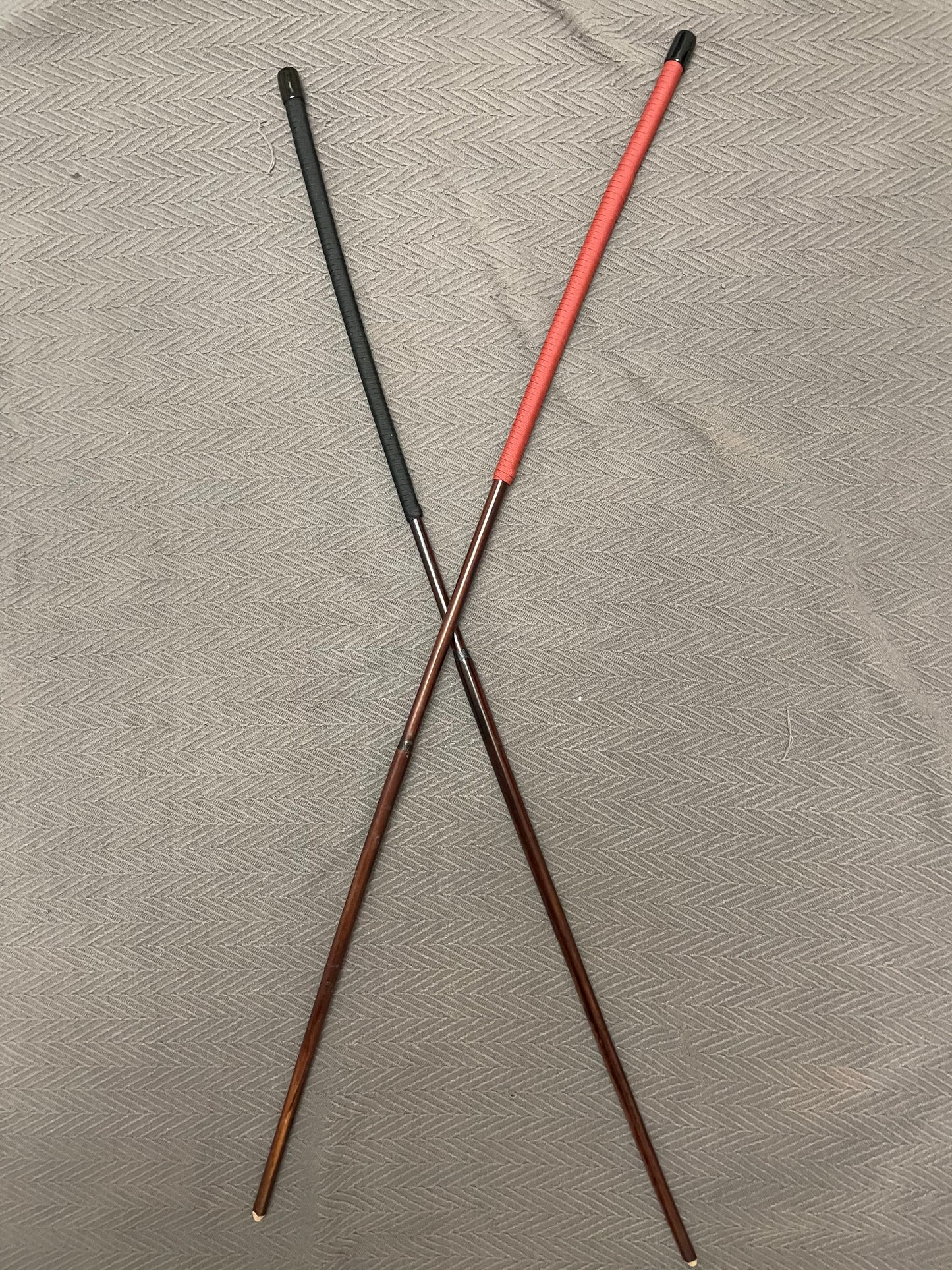 The Scorpion - Long and Whippy Classic Dragon Cane / School Cane / Punishment Cane - 105 cms L & 8 - 9 mm Diameter - 14" BLACK/RED Paracord Handles