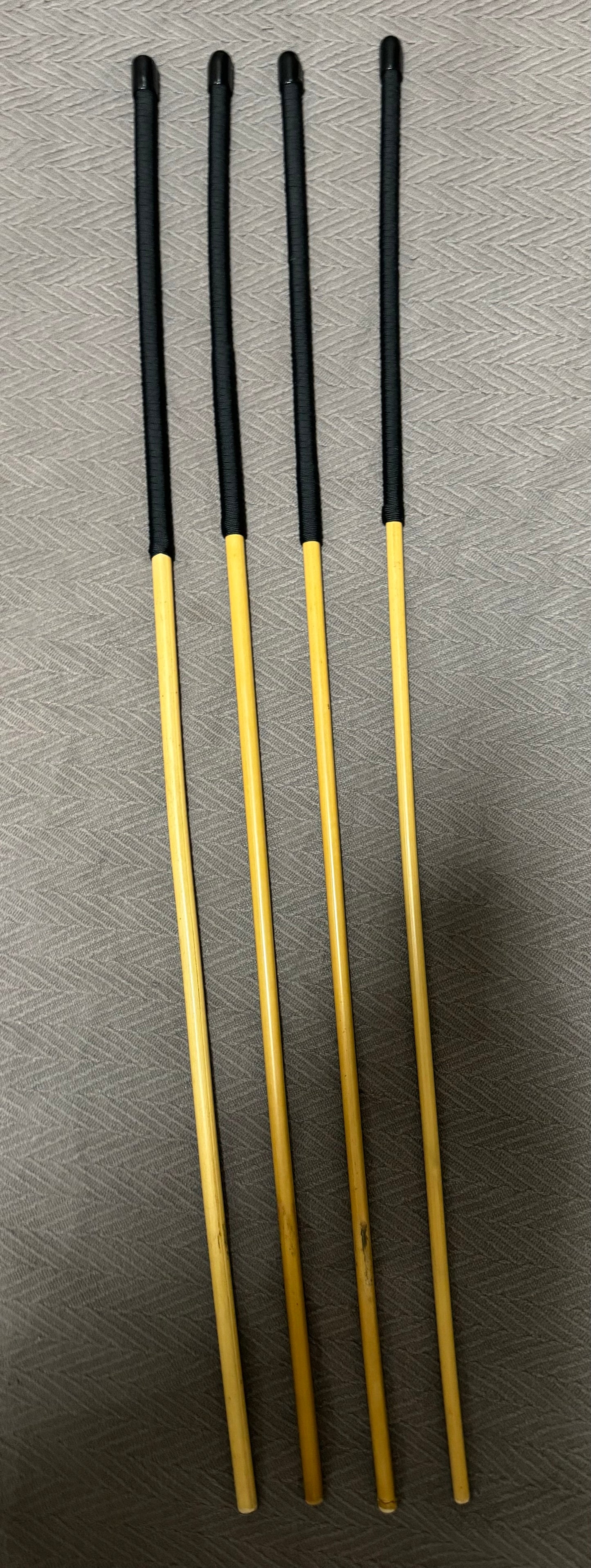 Set of 4 Knotless / No Knot Dragon Canes - 90 to 92 cms L & 10 - 13.5 mm D - BLACK Paracord Handles - Englishvice Canes