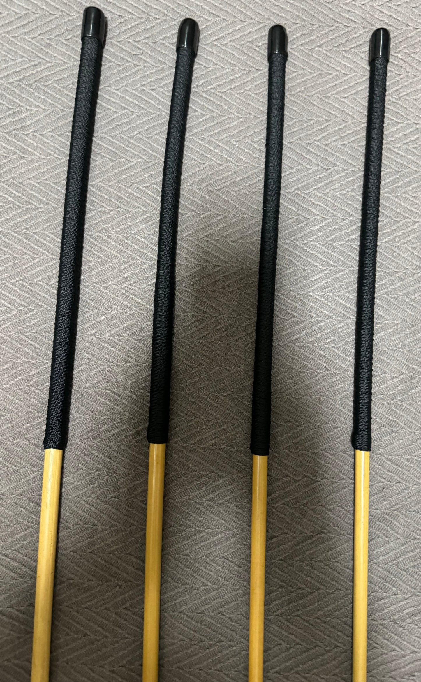 Set of 4 Knotless / No Knot Dragon Canes - 90 to 92 cms L & 10 - 13.5 mm D - BLACK Paracord Handles - Englishvice Canes