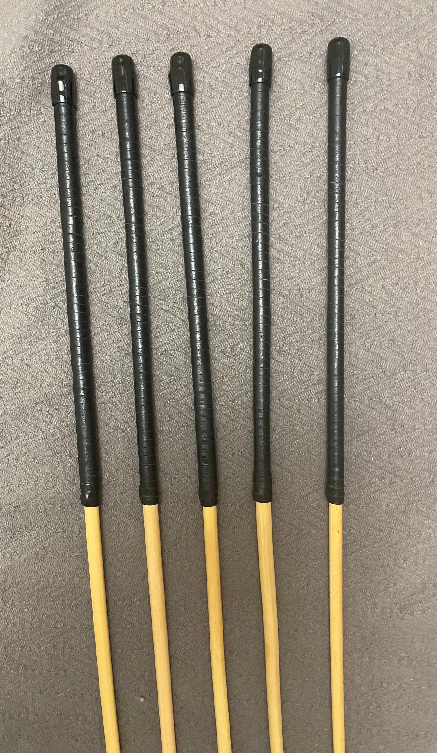 Knotless Dragon Canes / No Knot Rattan Canes / Ultimate Dragon Canes / BDSM Canes Set of 5 - 91 to 93 cms Length - Black Kangaroo Leather Handles - Englishvice Canes