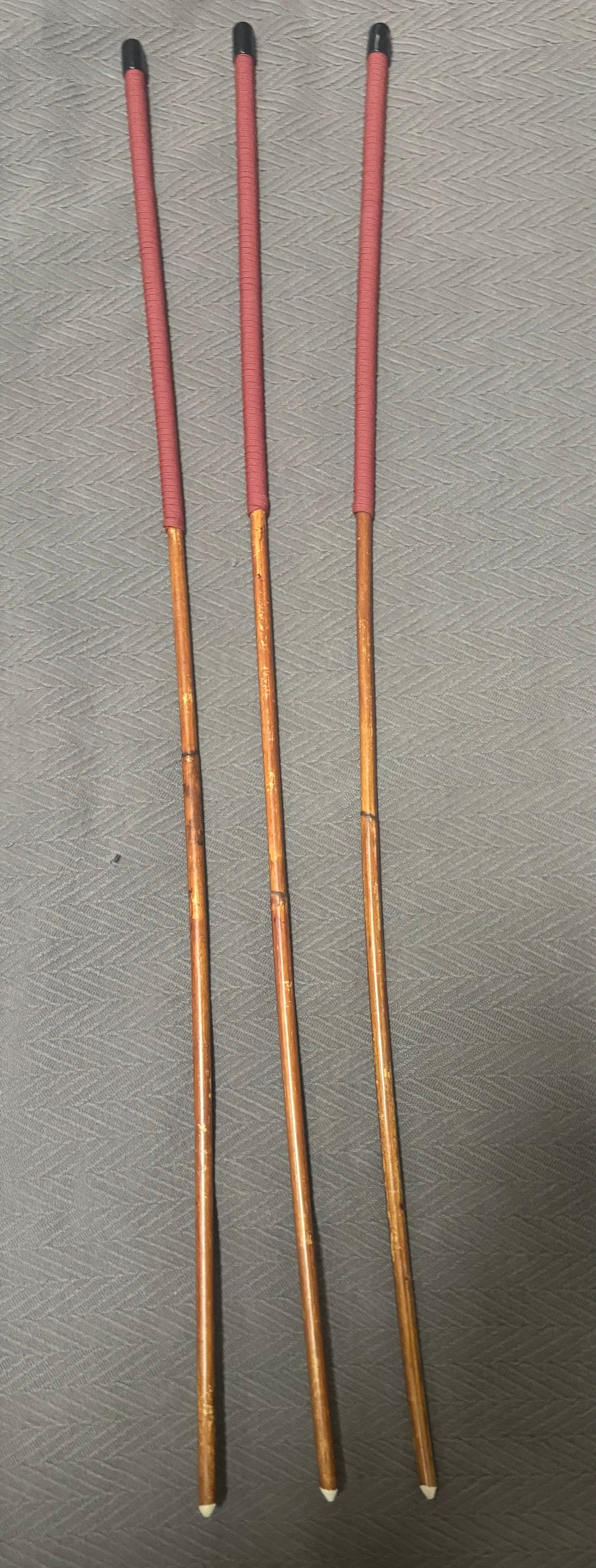 Set of 3 Smoked Dragon Rattan Canes with Imperial Red Paracord Handles - 95 to 98 cms L - 10 - 11.5 mm D - Englishvice Canes