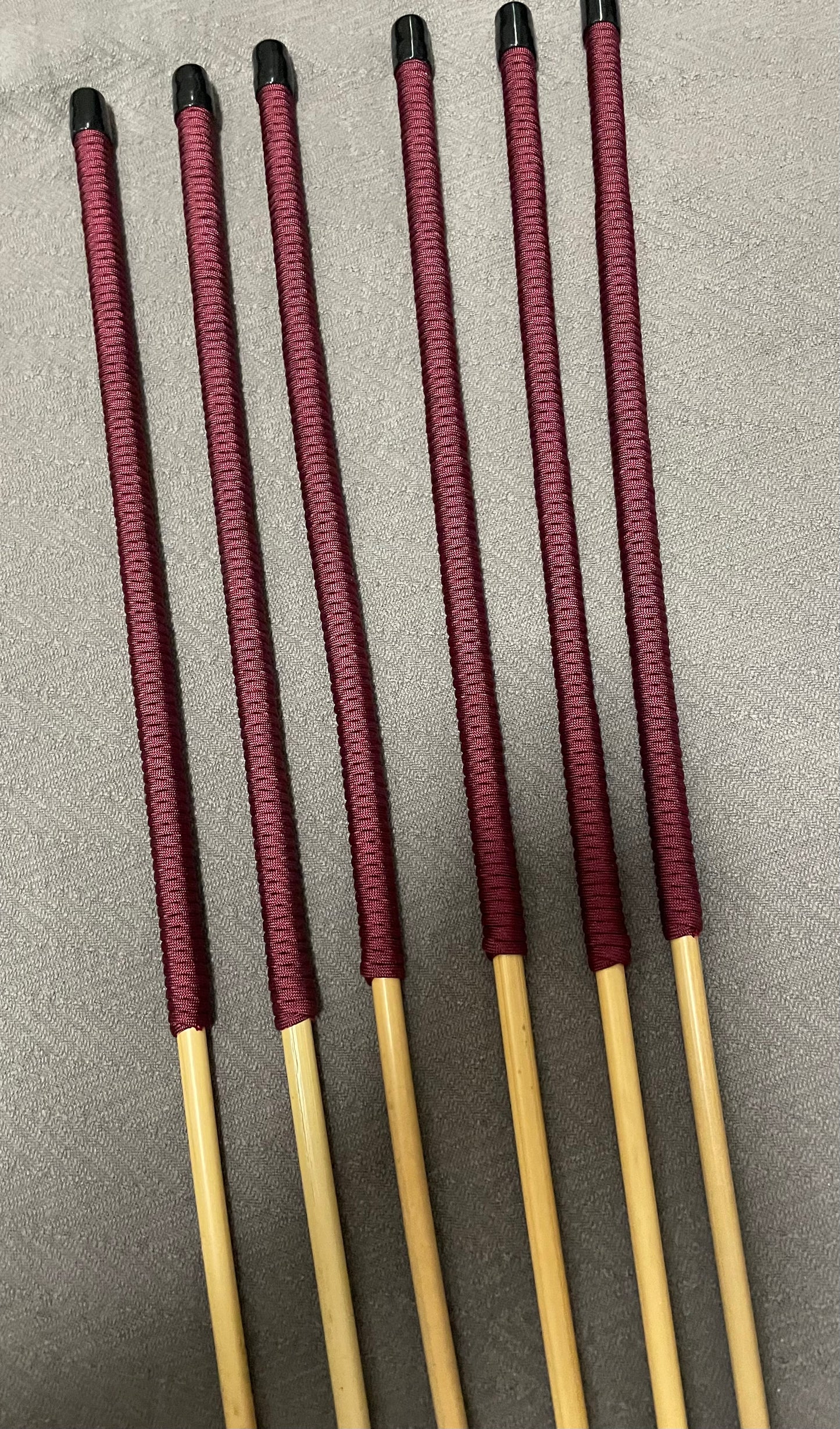 Thick and Thuddy Classic Dragon Canes / Whipping Canes / BDSM Canes Set of 6 - 110 cms Length - Burgundy Paracord Handles - Englishvice Canes