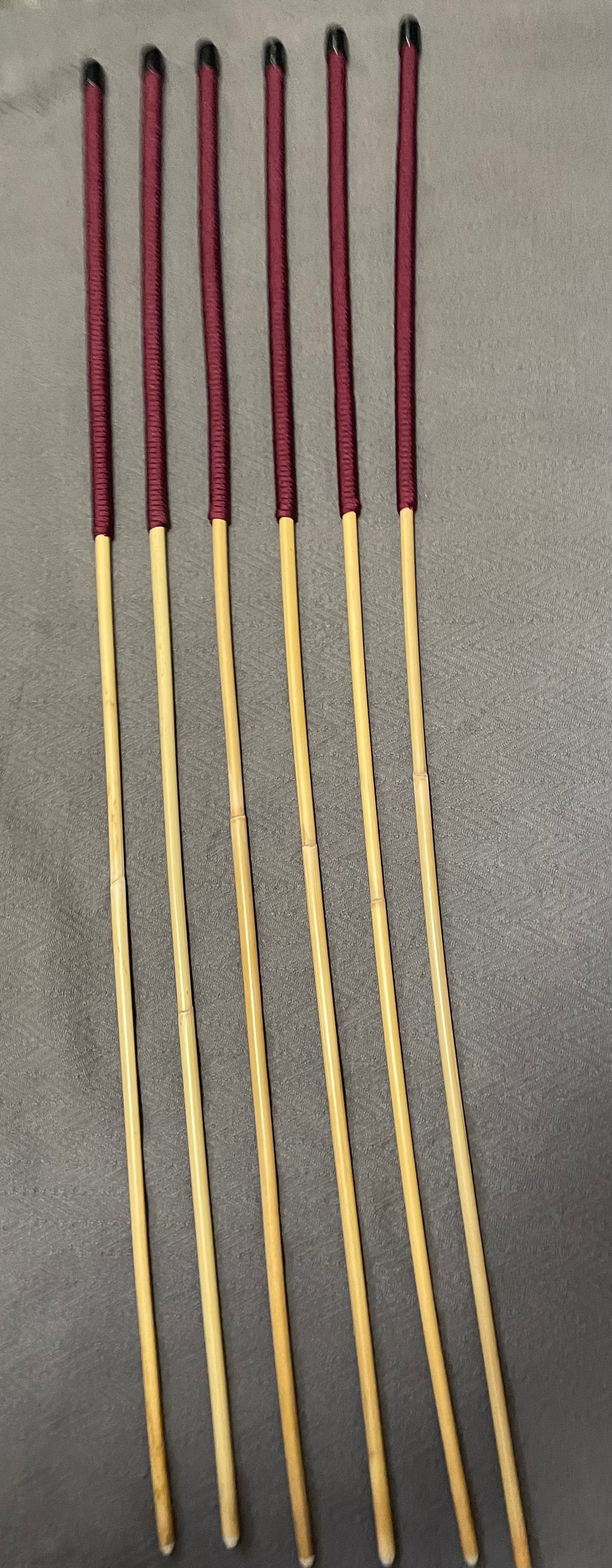Thick and Thuddy Classic Dragon Canes / Whipping Canes / BDSM Canes Set of 6 - 110 cms Length - Burgundy Paracord Handles - Englishvice Canes