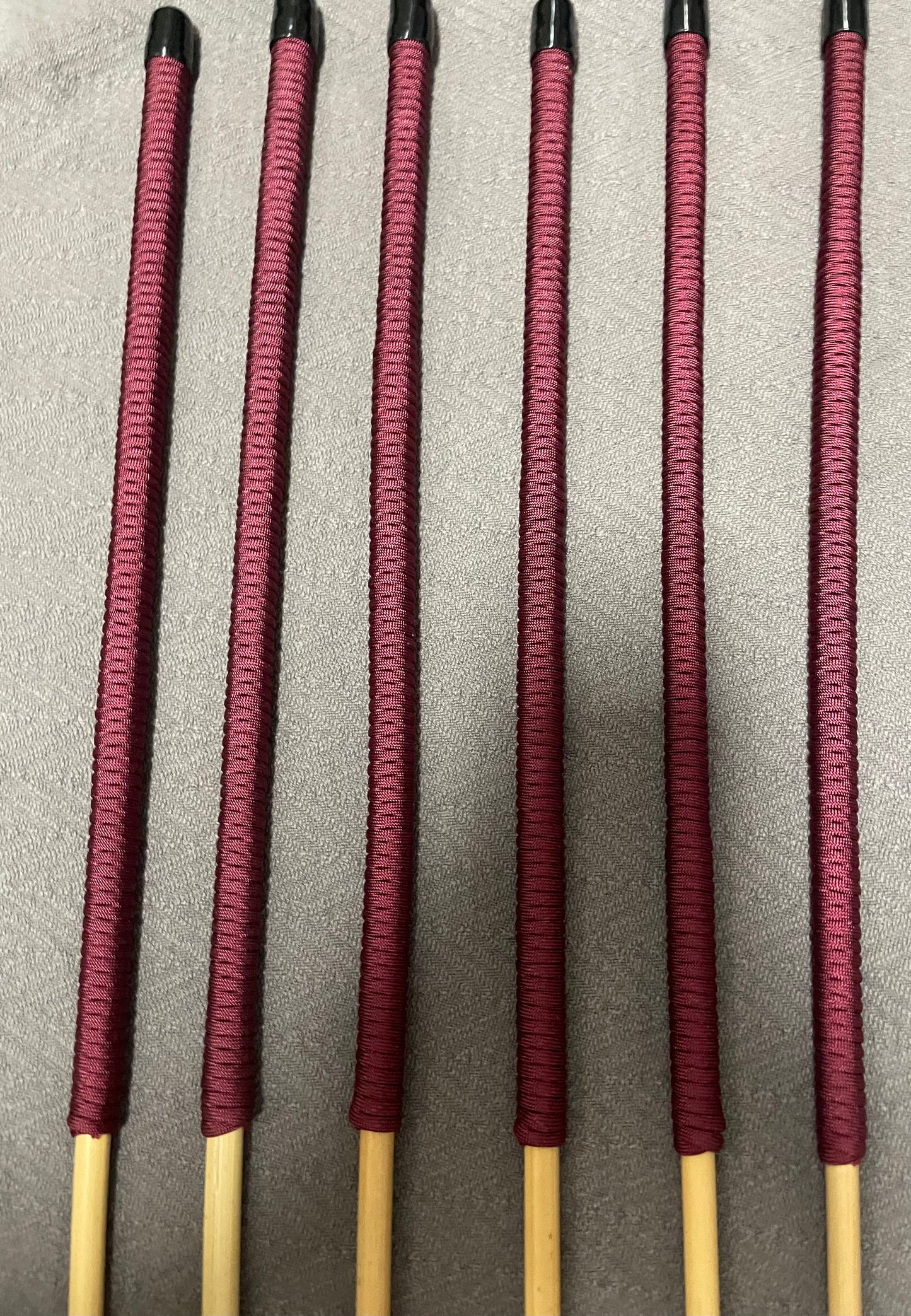 Thick and Thuddy Classic Dragon Canes / Whipping Canes / BDSM Canes Set of 6 - 110 cms Length - Burgundy Paracord Handles - Englishvice Canes
