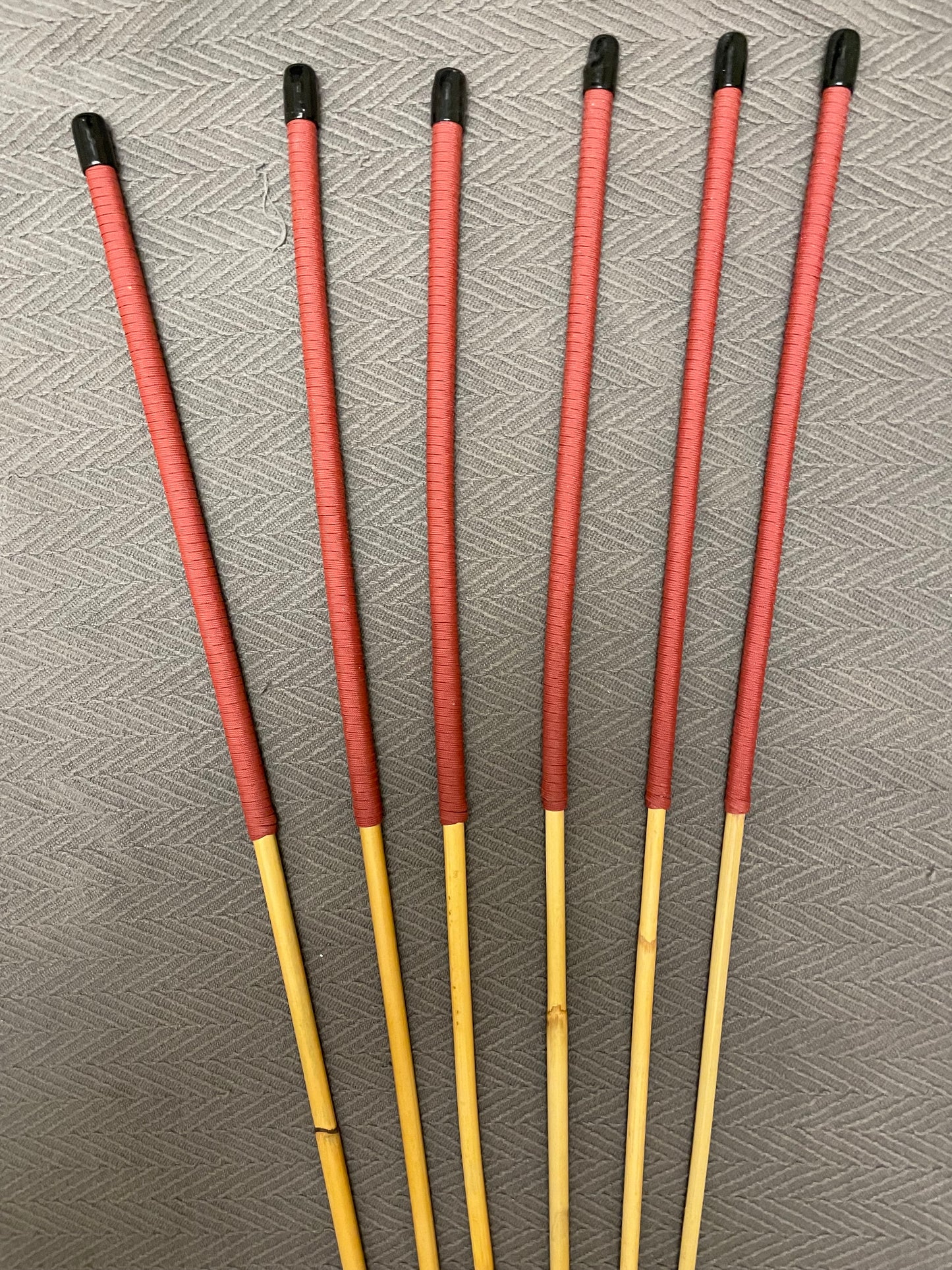 Thick and Thuddy Classic Dragon Canes / Whipping Canes / BDSM Canes Set of 6 - 110 cms Length - BRICK RED Paracord Handles - Englishvice Canes