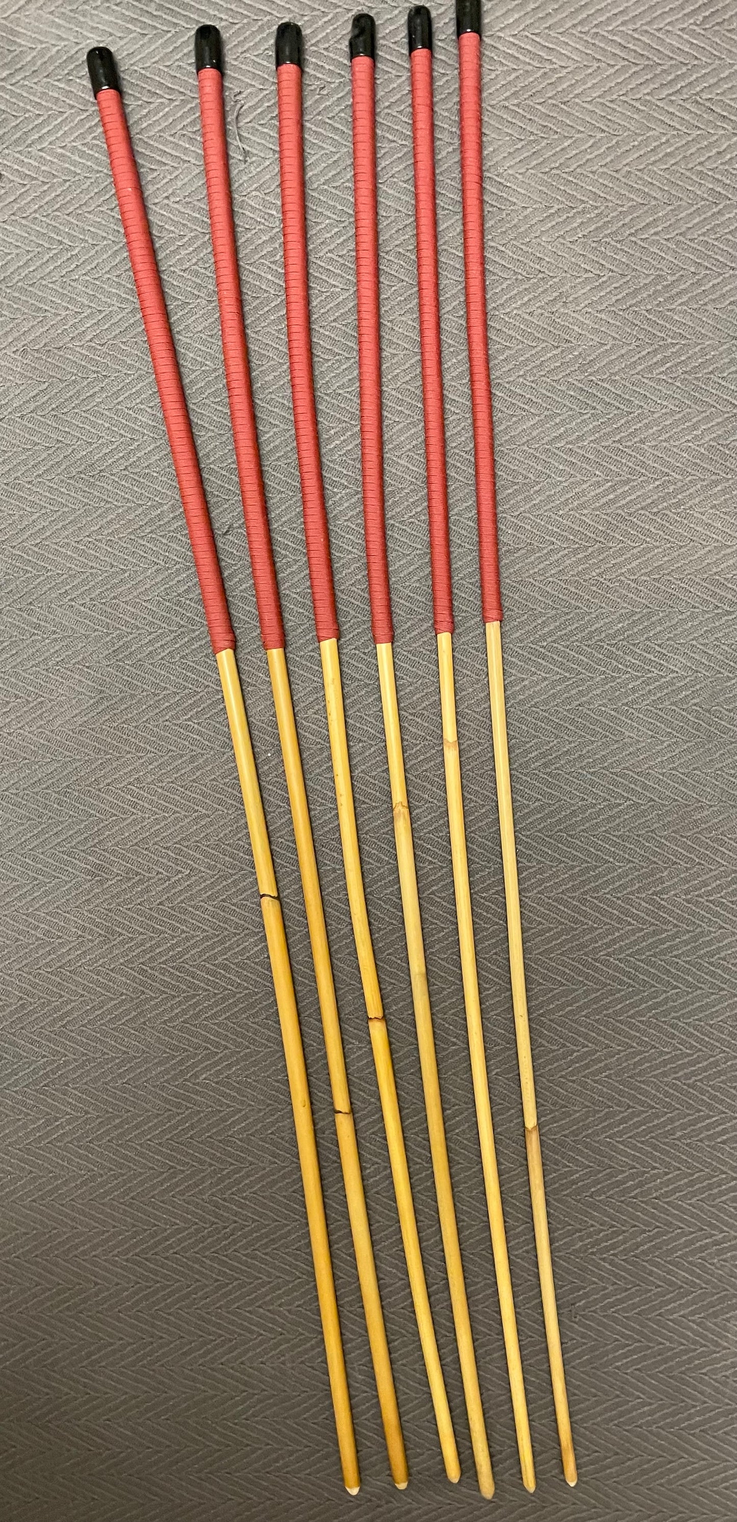 Thick and Thuddy Classic Dragon Canes / Whipping Canes / BDSM Canes Set of 6 - 110 cms Length - BRICK RED Paracord Handles - Englishvice Canes