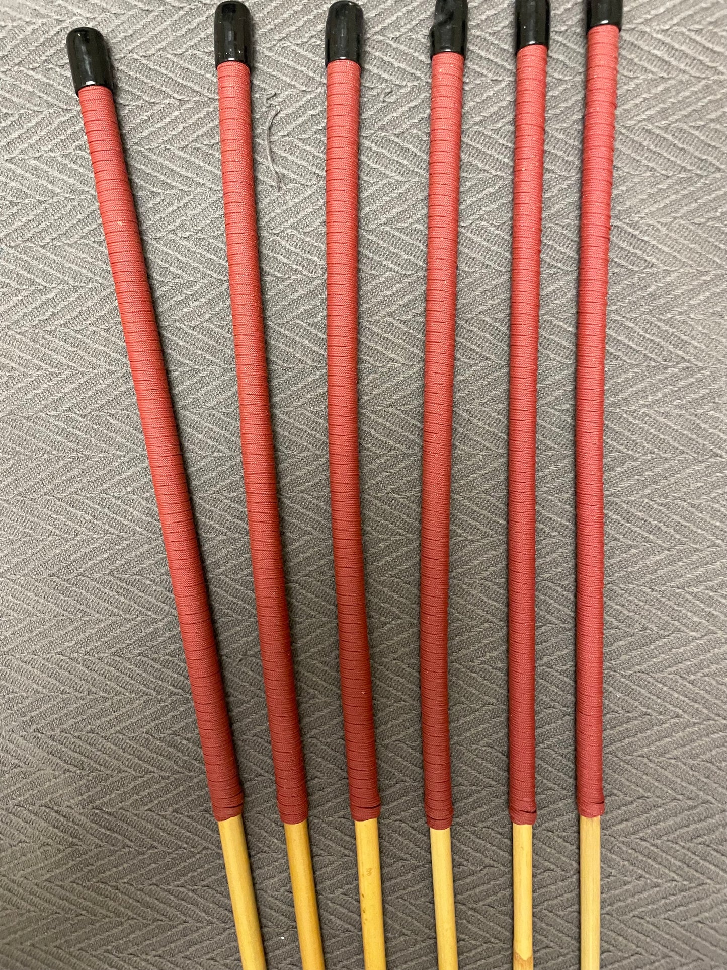 Thick and Thuddy Classic Dragon Canes / Whipping Canes / BDSM Canes Set of 6  - 110 cms Length - BRICK RED Paracord Handles - Englishvice Canes