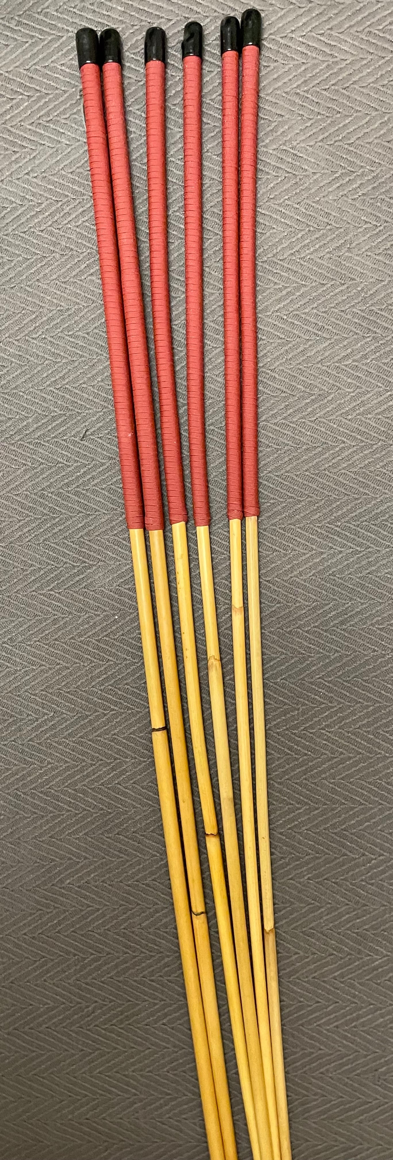 Thick and Thuddy Classic Dragon Canes / Whipping Canes / BDSM Canes Set of 6 - 110 cms Length - BRICK RED Paracord Handles - Englishvice Canes
