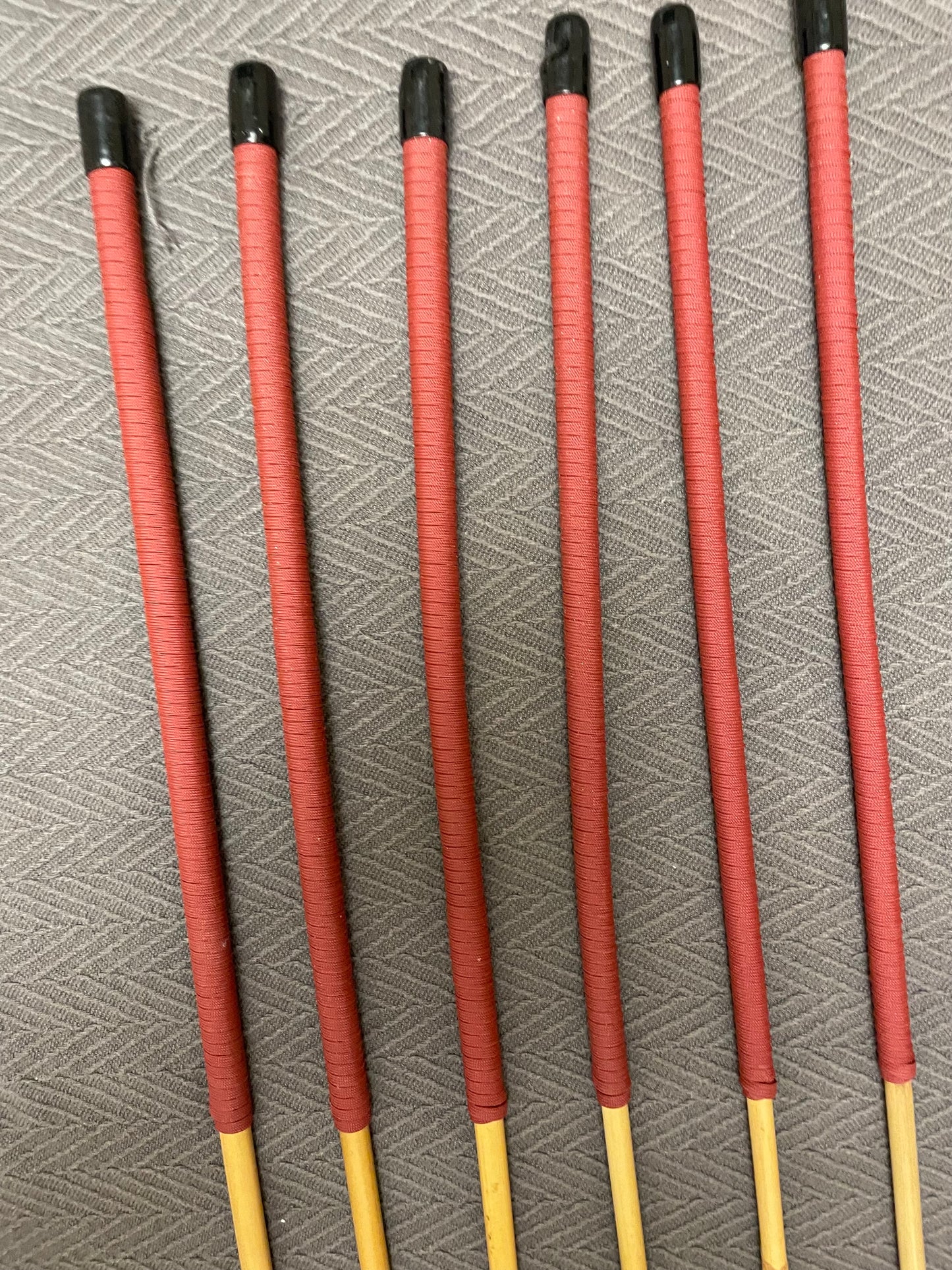 Thick and Thuddy Classic Dragon Canes / Whipping Canes / BDSM Canes Set of 6 - 110 cms Length - BRICK RED Paracord Handles - Englishvice Canes