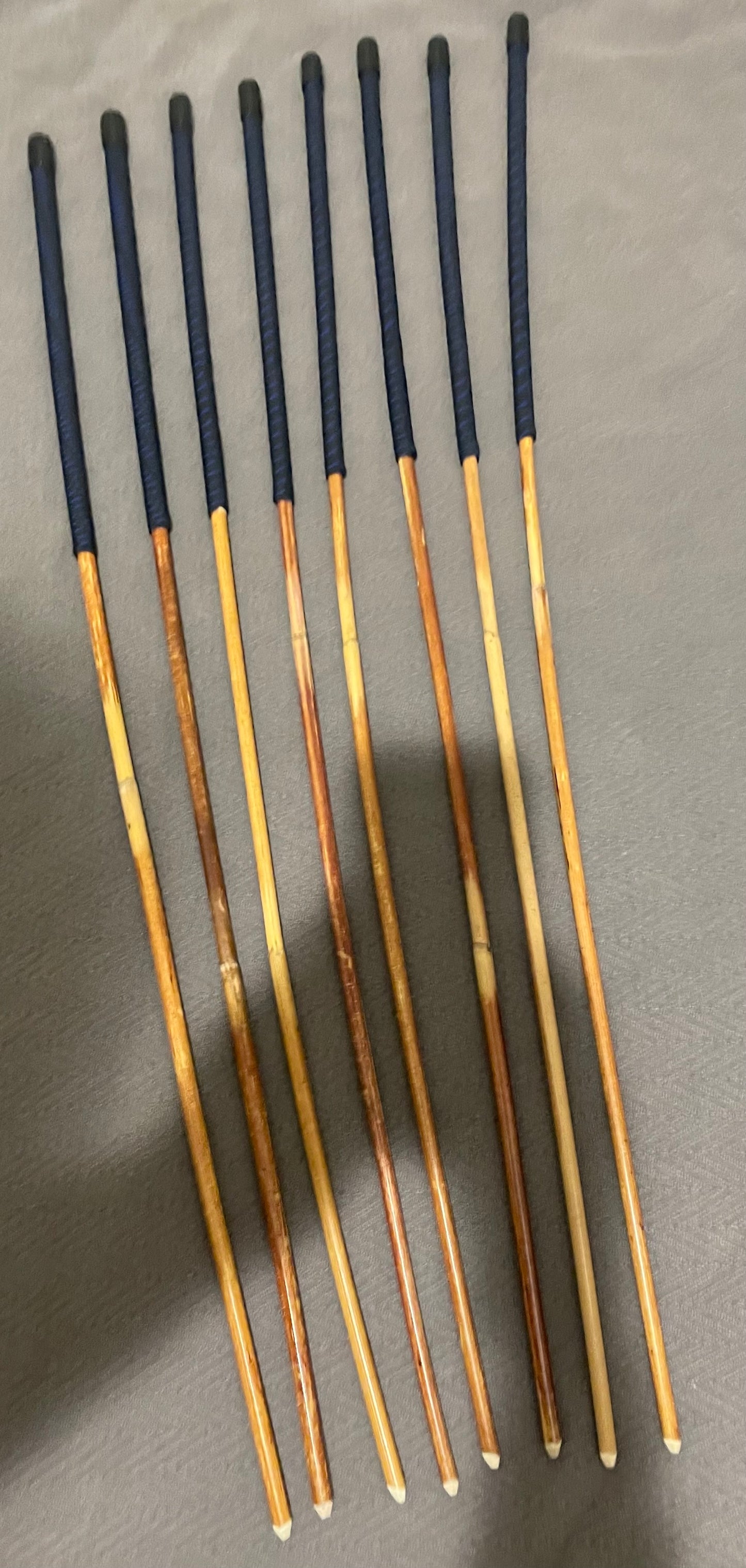 Set of 8 Dragon Rattan Punishment Canes / BDSM Canes with Blue Streak Paracord Handles - SALES SPECIAL - 90 cms Length - Englishvice Canes -