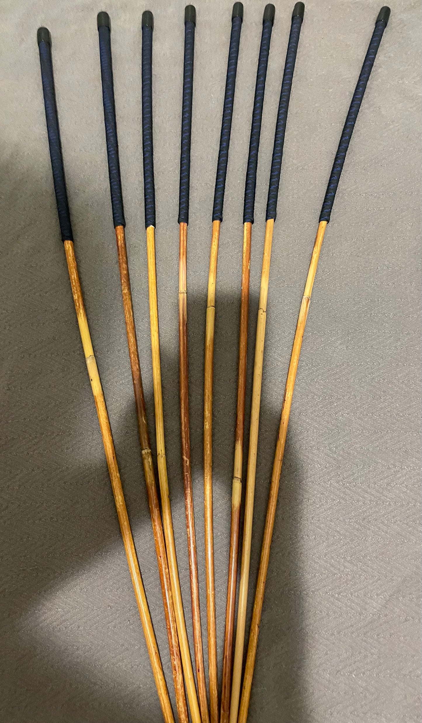 Set of 8 Dragon Rattan Punishment Canes / BDSM Canes with Blue Streak Paracord Handles - SALES SPECIAL - 90 cms Length - Englishvice Canes -