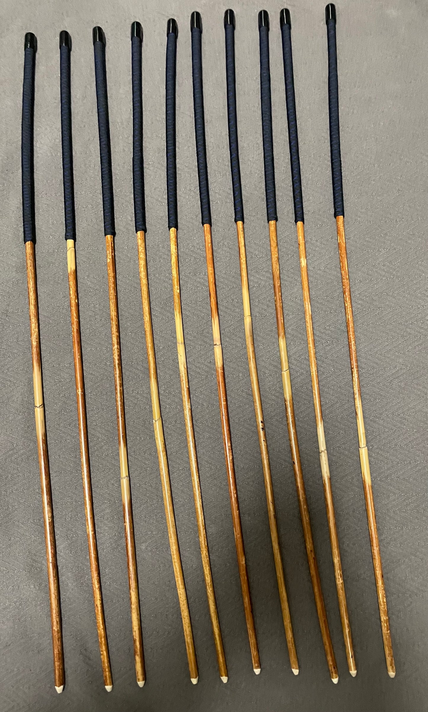 Set of 10 Dragon Rattan Punishment Canes / BDSM Canes with Blue Streak Paracord Handles - SALES SPECIAL - 90 cms Length - Englishvice Canes