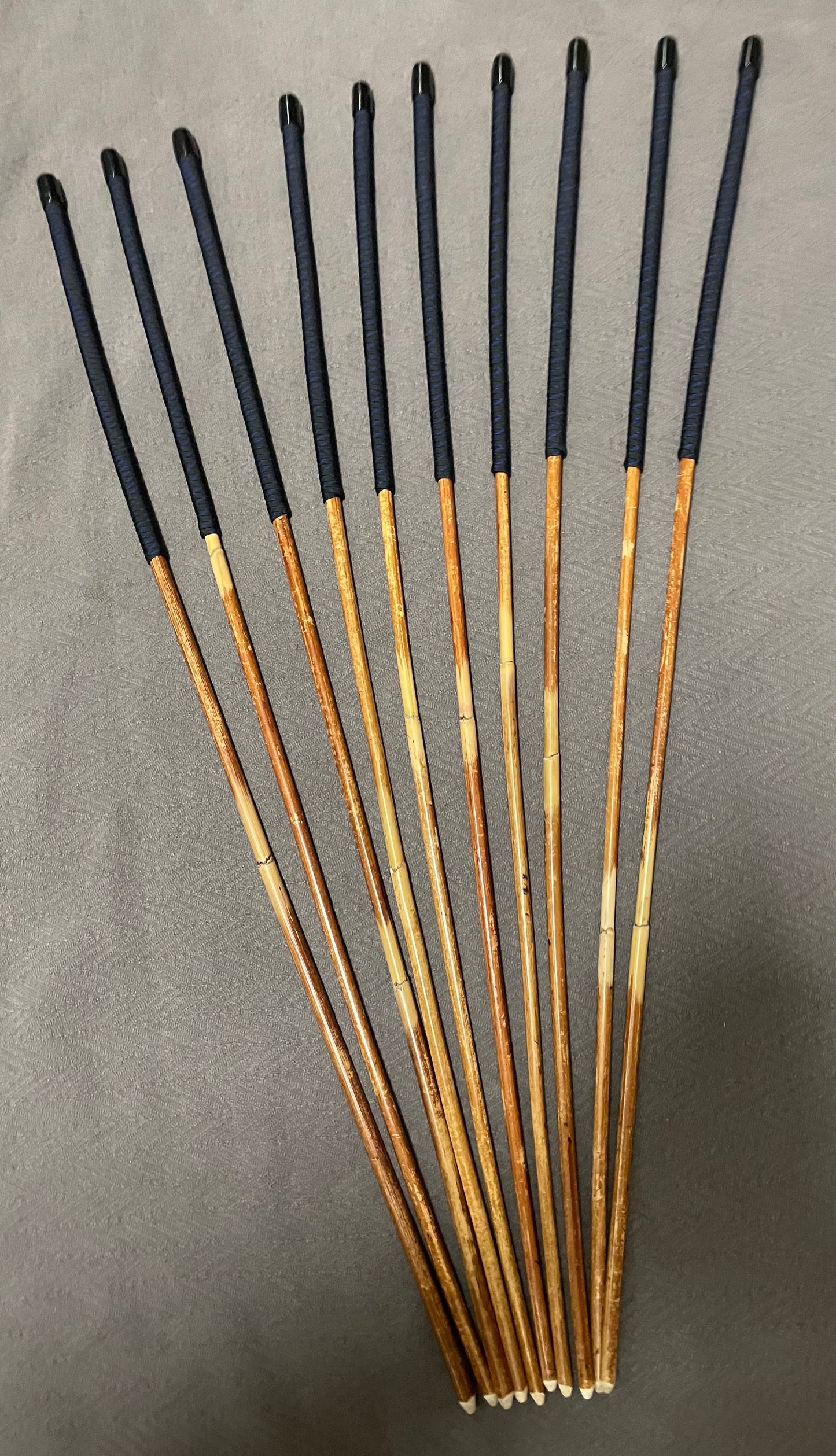 Set of 10 Dragon Rattan Punishment Canes / BDSM Canes with Blue Streak Paracord Handles - SALES SPECIAL - 90 cms Length - Englishvice Canes