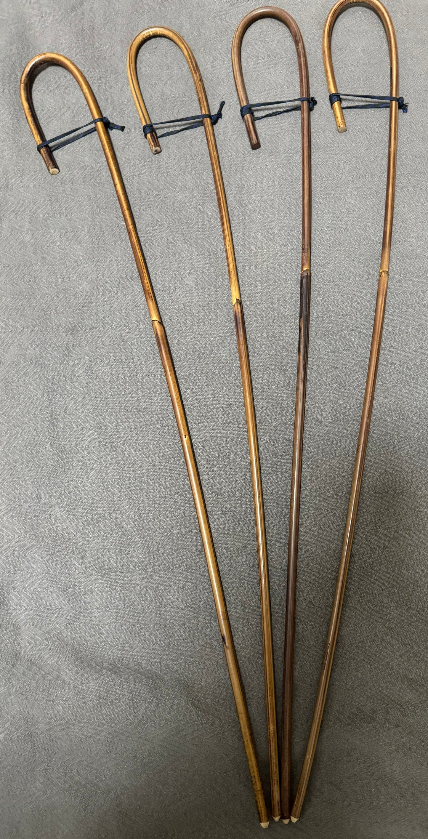 Set of 4 Elite / Single Knot Crook Handle Smoked Dragon School Canes / Schoolroom Punishment Canes - 90 - 93 cms L - Englishvice Canes