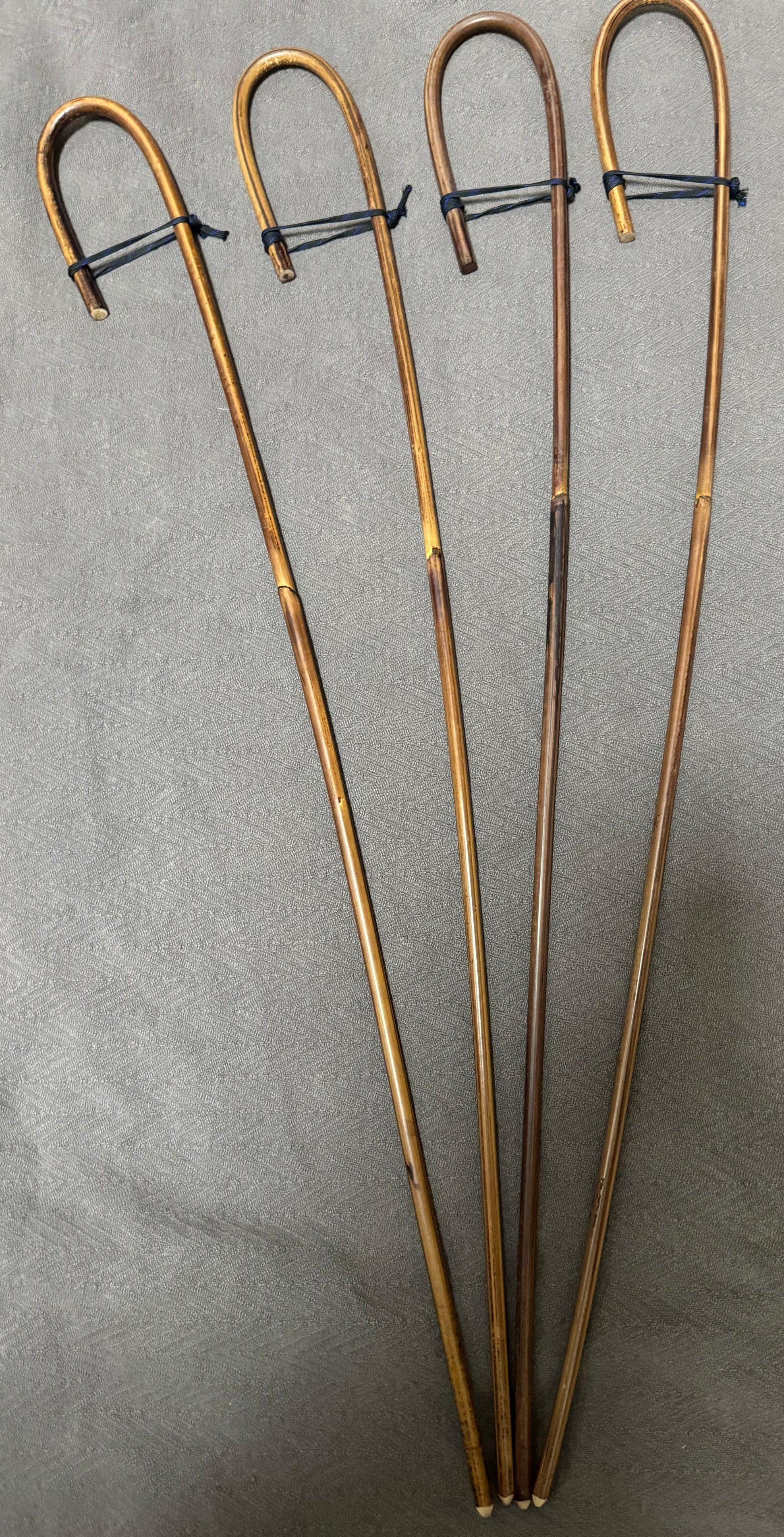 Set of 4 Elite / Single Knot Crook Handle Smoked Dragon School Canes / Schoolroom Punishment Canes - 90 - 93 cms L - Englishvice Canes
