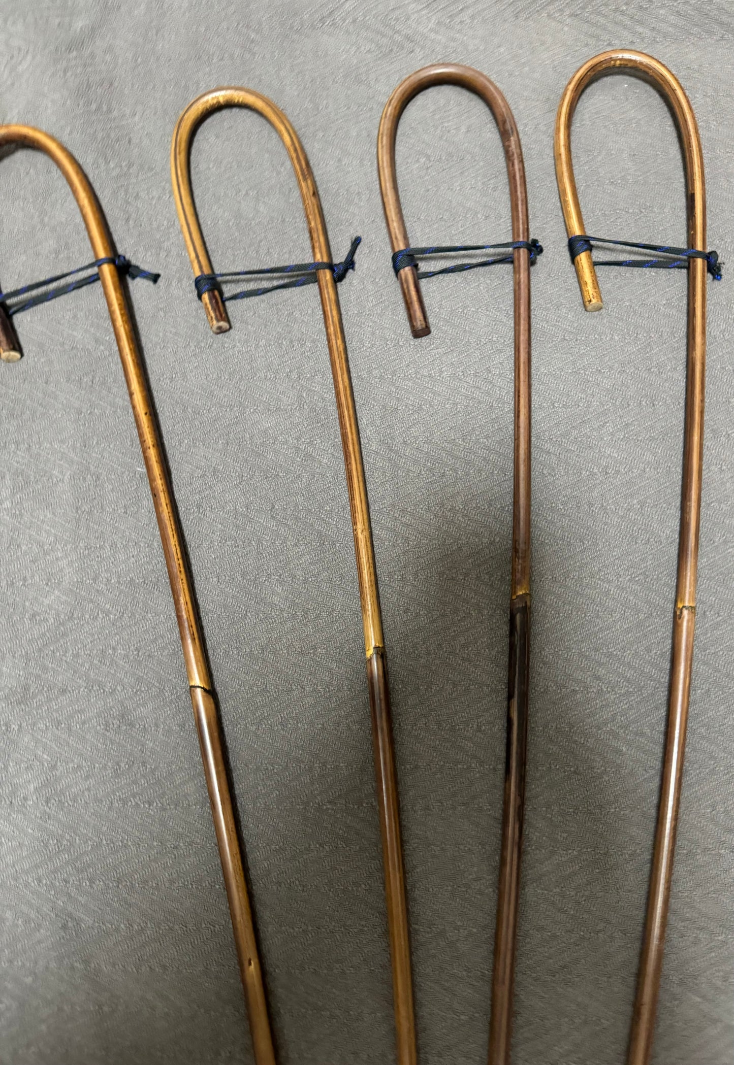 Set of 4 Elite / Single Knot Crook Handle Smoked Dragon School Canes / Schoolroom Punishment Canes - 90 - 93 cms L - Englishvice Canes