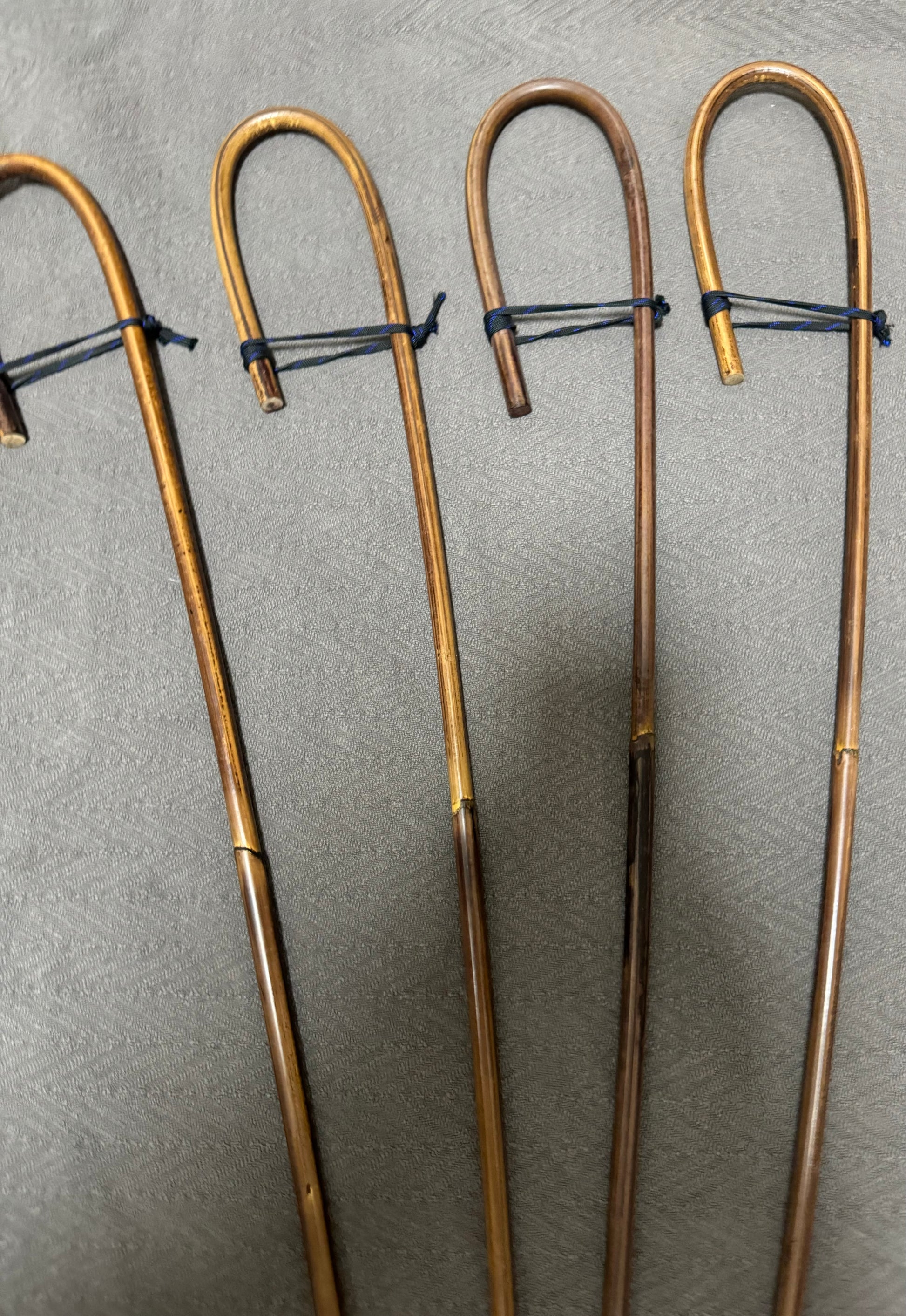 Set of 4 Elite / Single Knot Crook Handle Smoked Dragon School Canes / Schoolroom Punishment Canes - 90 - 93 cms L - Englishvice Canes