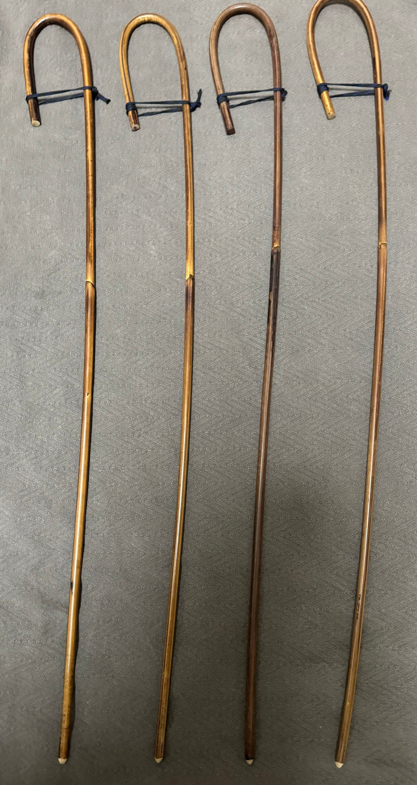 Set of 4 Elite / Single Knot Crook Handle Smoked Dragon School Canes / Schoolroom Punishment Canes - 90 - 93 cms L - Englishvice Canes