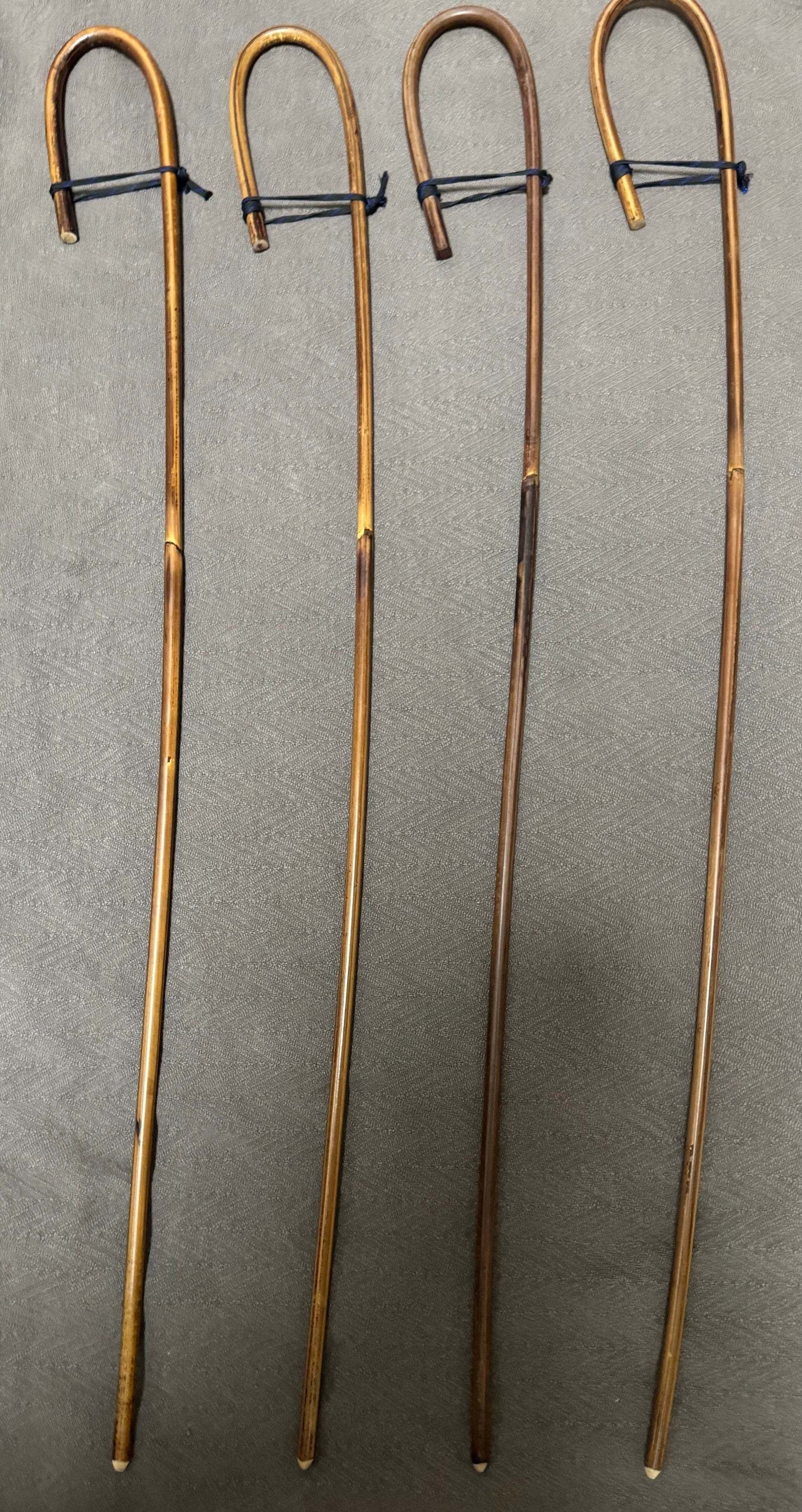 Set of 4 Elite / Single Knot Crook Handle Smoked Dragon School Canes / Schoolroom Punishment Canes - 90 - 93 cms L - Englishvice Canes