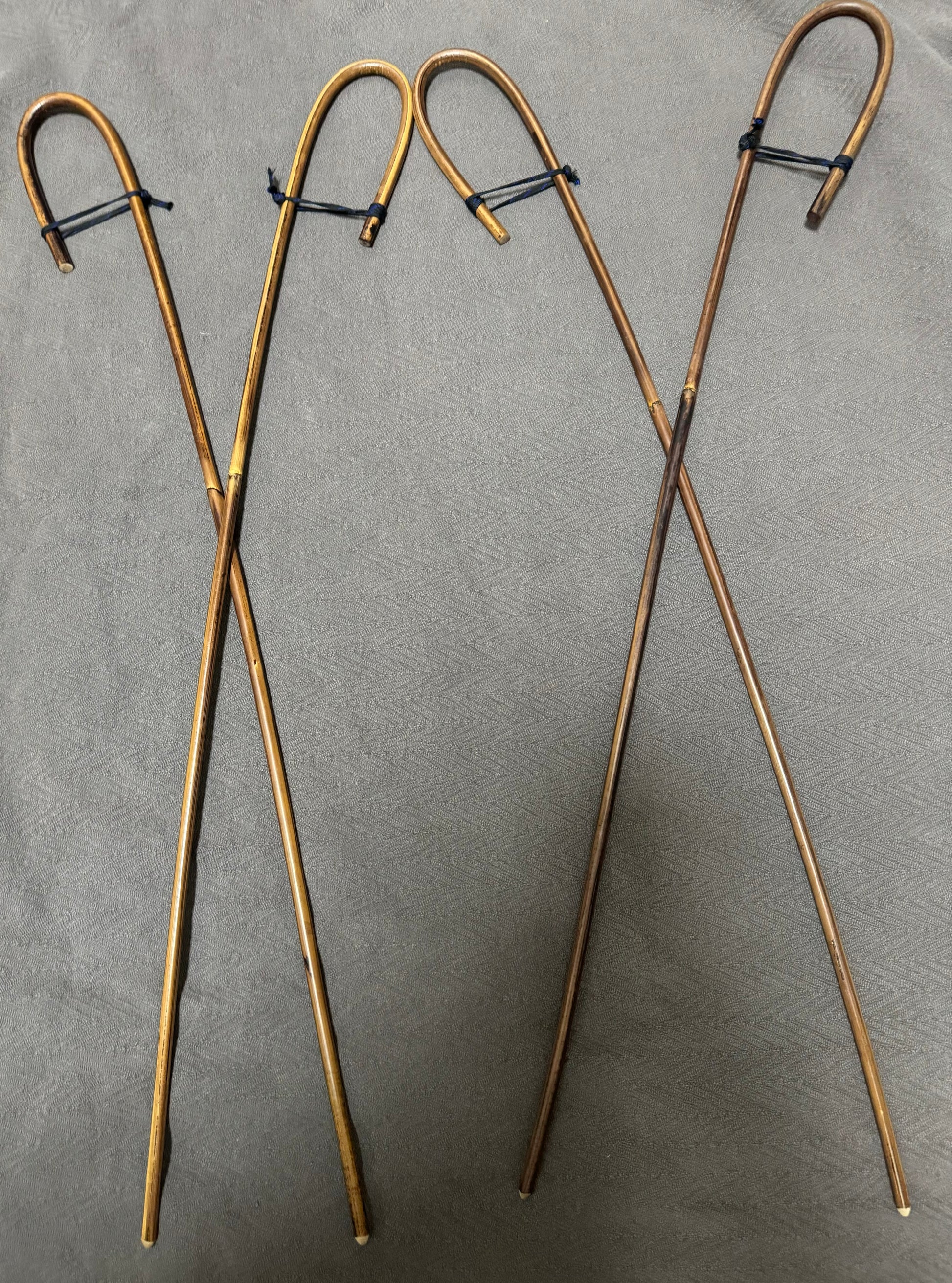Set of 4 Elite / Single Knot Crook Handle Smoked Dragon School Canes / Schoolroom Punishment Canes - 90 - 93 cms L - Englishvice Canes