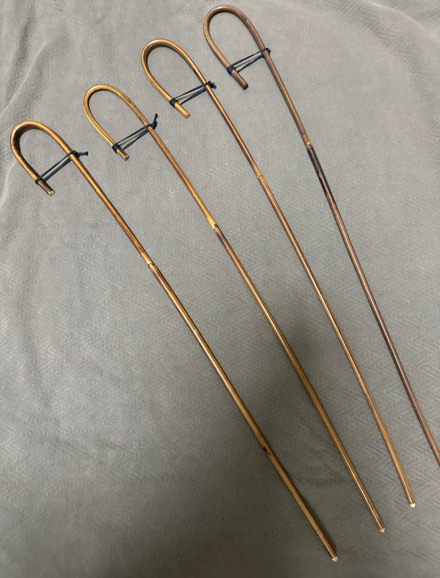 Set of 4 Elite / Single Knot Crook Handle Smoked Dragon School Canes / Schoolroom Punishment Canes - 90 - 93 cms L - Englishvice Canes