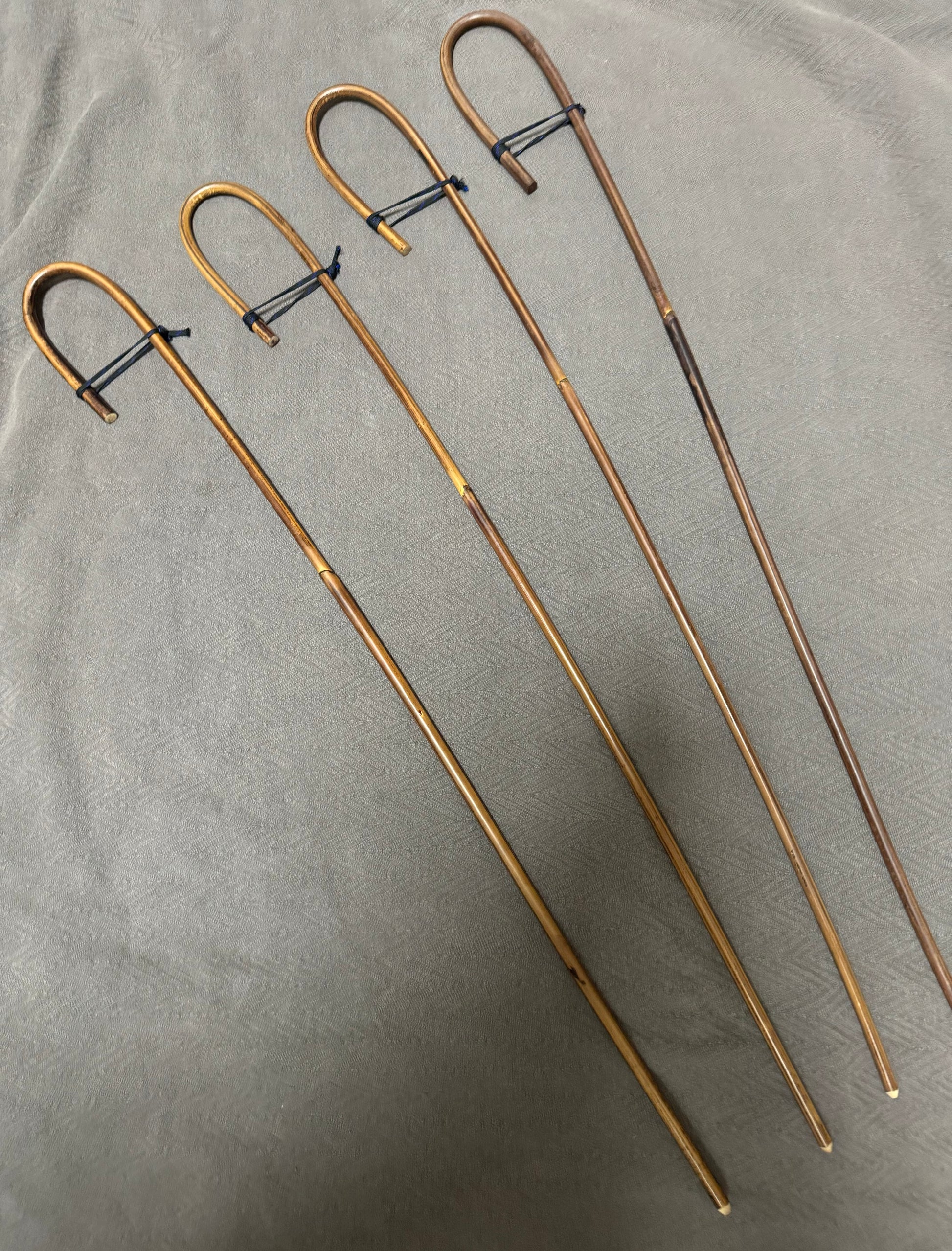 Set of 4 Elite / Single Knot Crook Handle Smoked Dragon School Canes / Schoolroom Punishment Canes - 90 - 93 cms L - Englishvice Canes