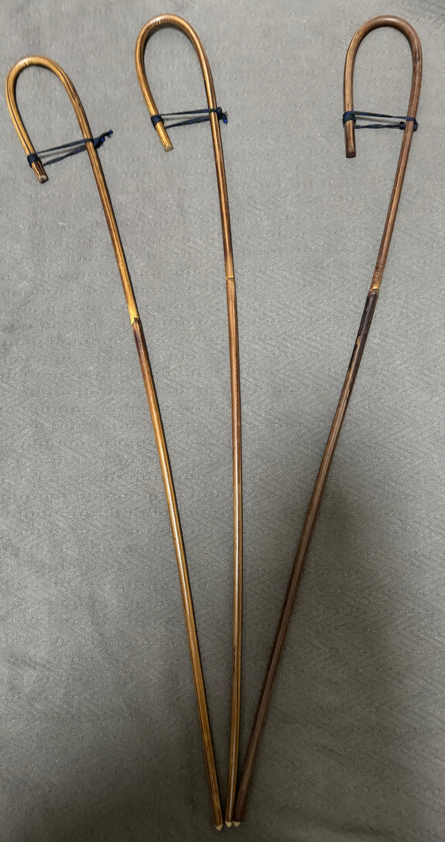 Set of 3 Elite / Single Knot Crook Handle Smoked Dragon School Canes / Schoolroom Punishment Canes - 90 - 93 cms L - Englishvice Canes