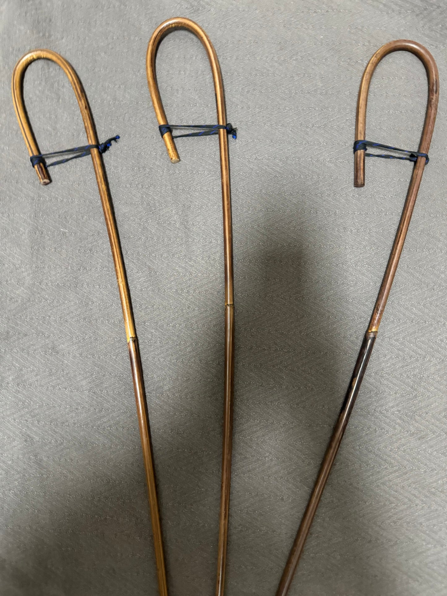 Set of 3 Elite / Single Knot Crook Handle Smoked Dragon School Canes / Schoolroom Punishment Canes - 90 - 93 cms L