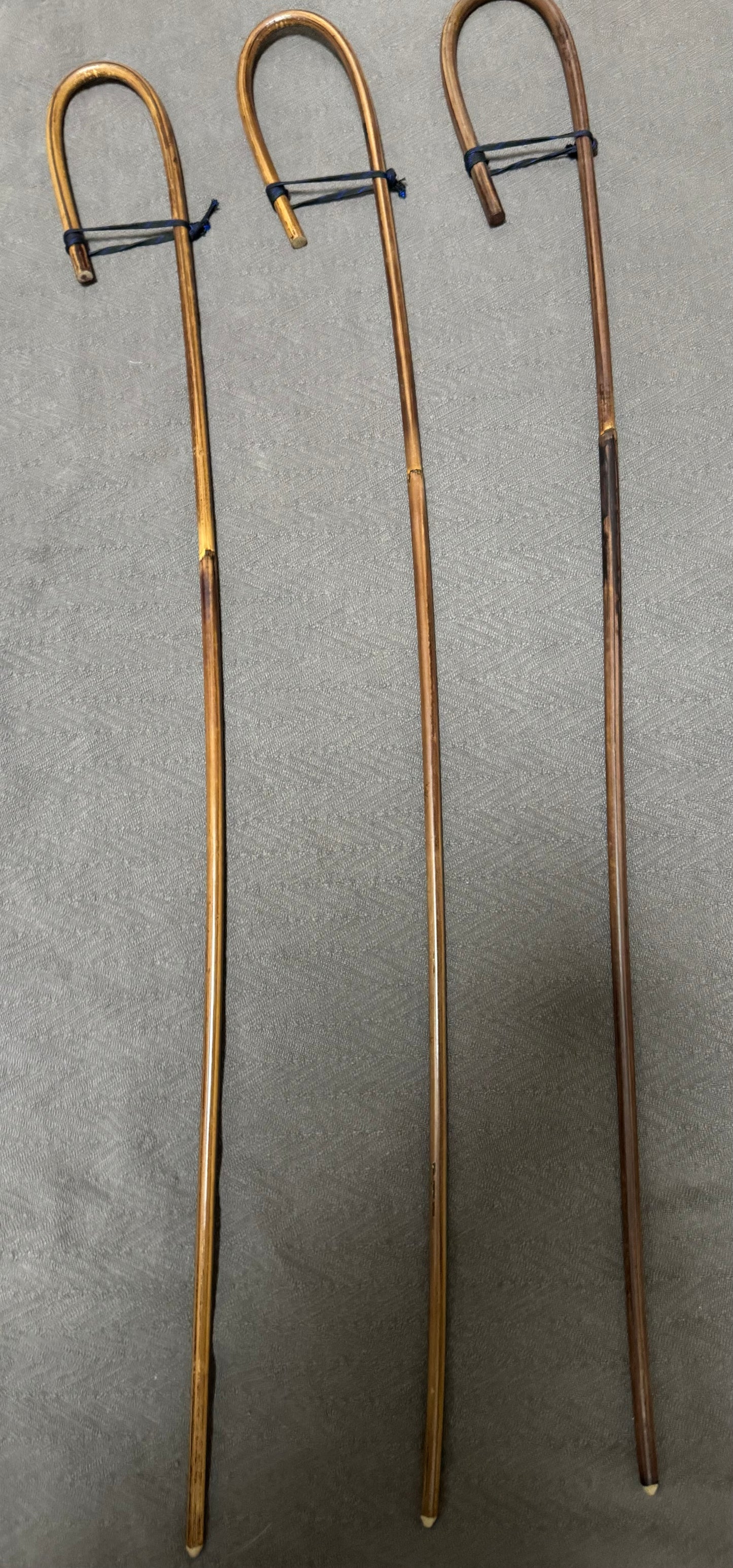 Set of 3 Elite / Single Knot Crook Handle Smoked Dragon School Canes / Schoolroom Punishment Canes - 90 - 93 cms L
