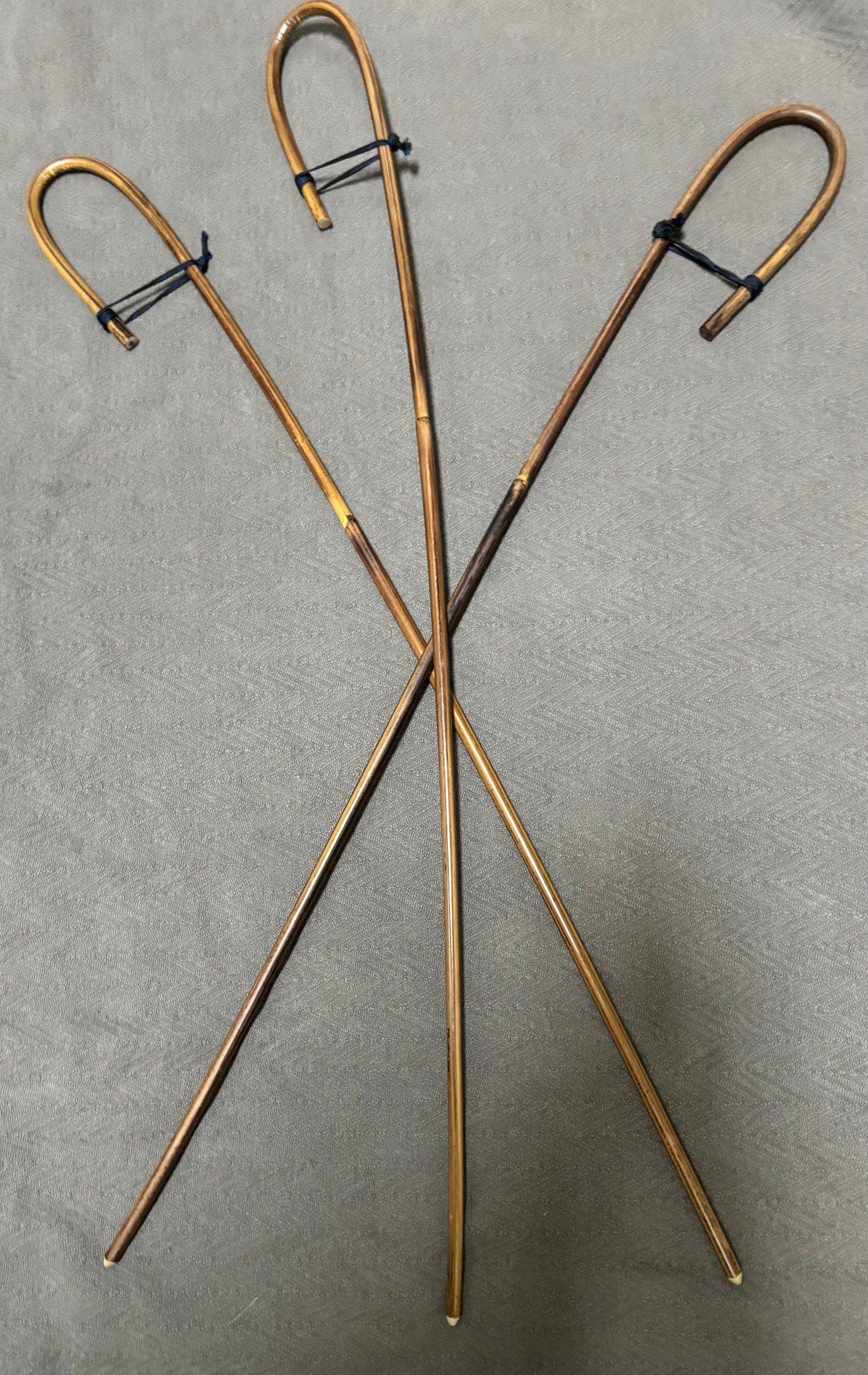Set of 3 Elite / Single Knot Crook Handle Smoked Dragon School Canes / Schoolroom Punishment Canes - 90 - 93 cms L