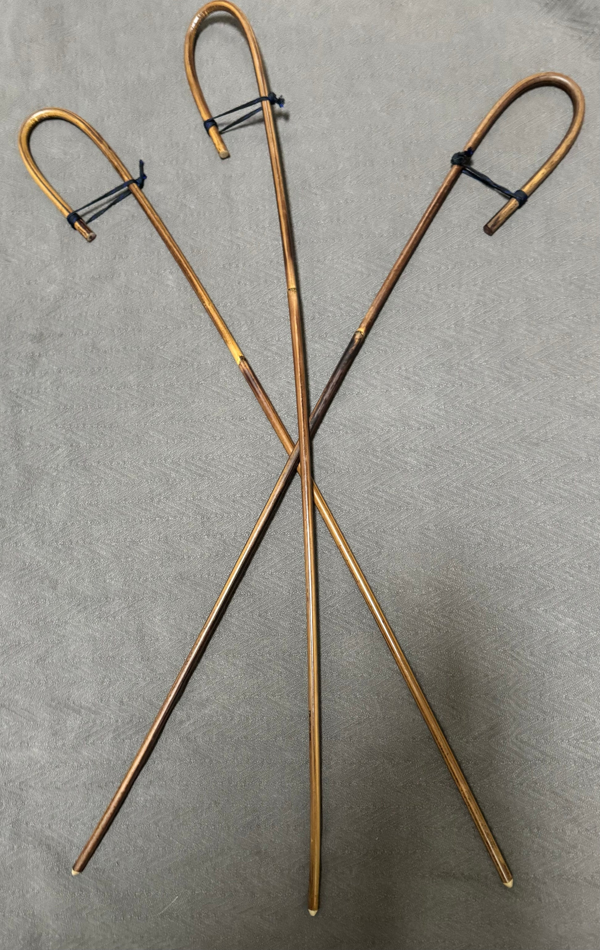 Set of 3 Elite / Single Knot Crook Handle Smoked Dragon School Canes / Schoolroom Punishment Canes - 90 - 93 cms L