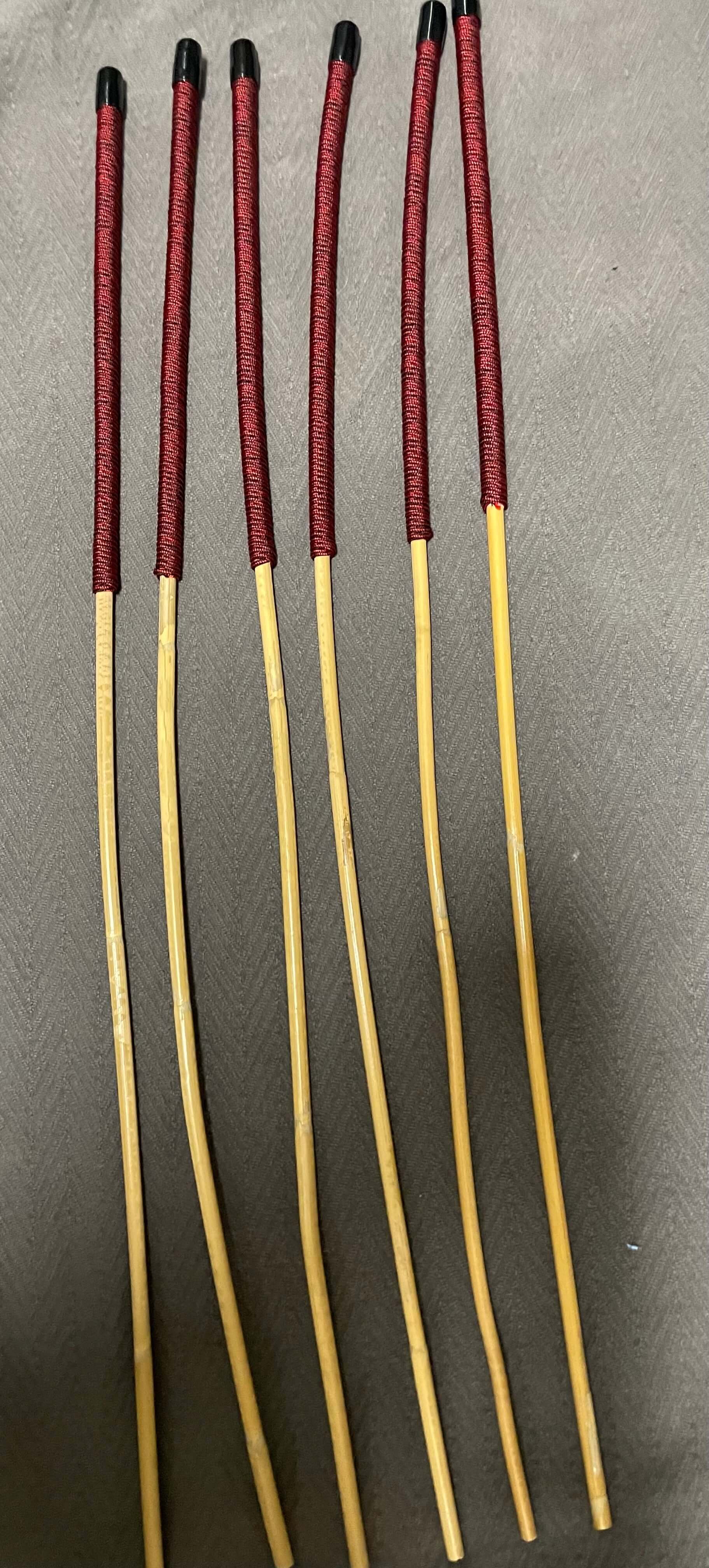 Set of 6 Classic Kooboo Rattan Punishment canes  with Liquorice Paracord Handles - 82 to 85 cms Length - 8 to 9.5 mm Diameters - Englishvice Canes