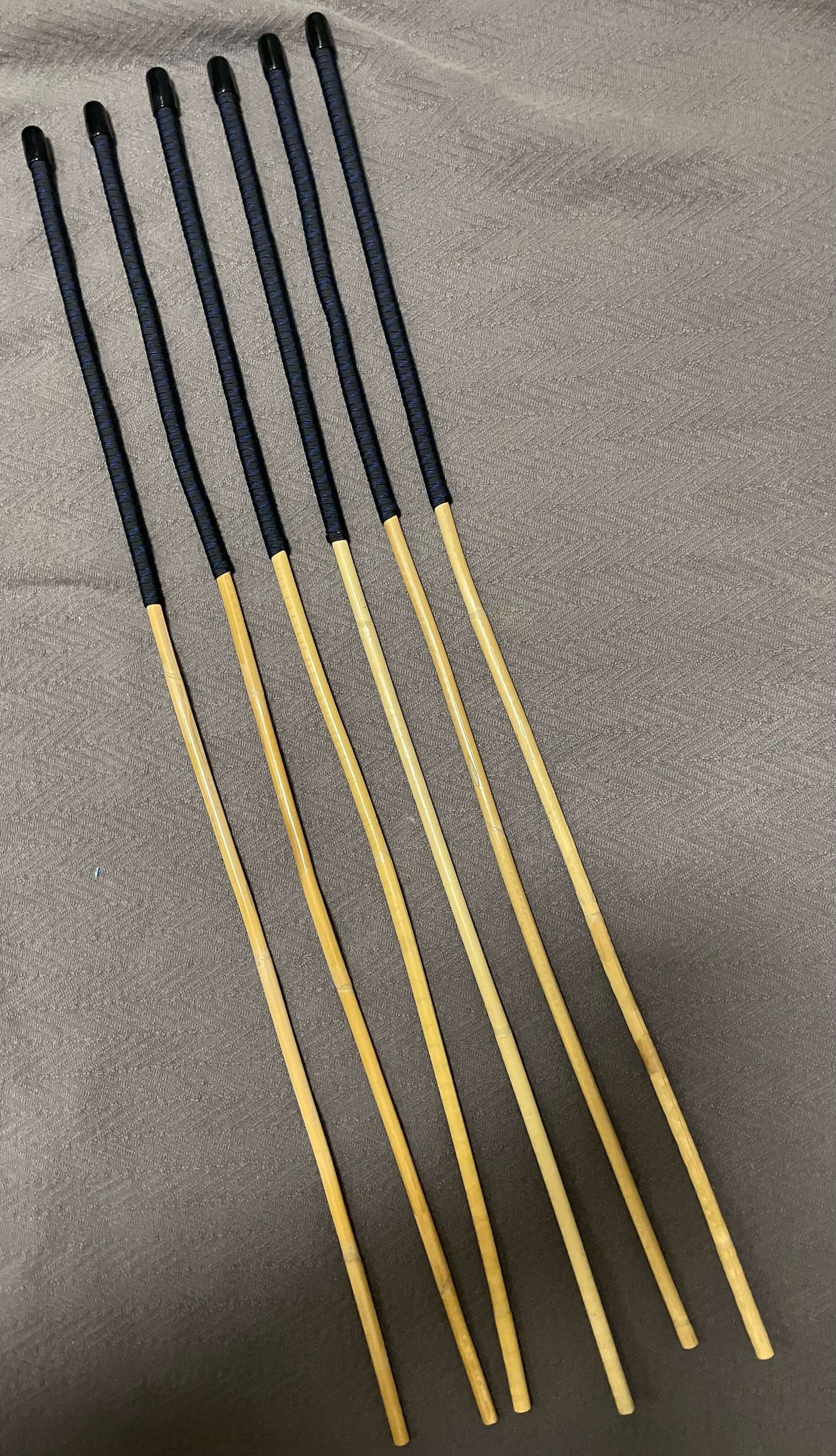 Set of 6 Kooboo Rattan Punishment canes / School Canes / BDSM Canes with Blue Streak Paracord Handles -- 83 to 87 cms Length - Englishvice Canes