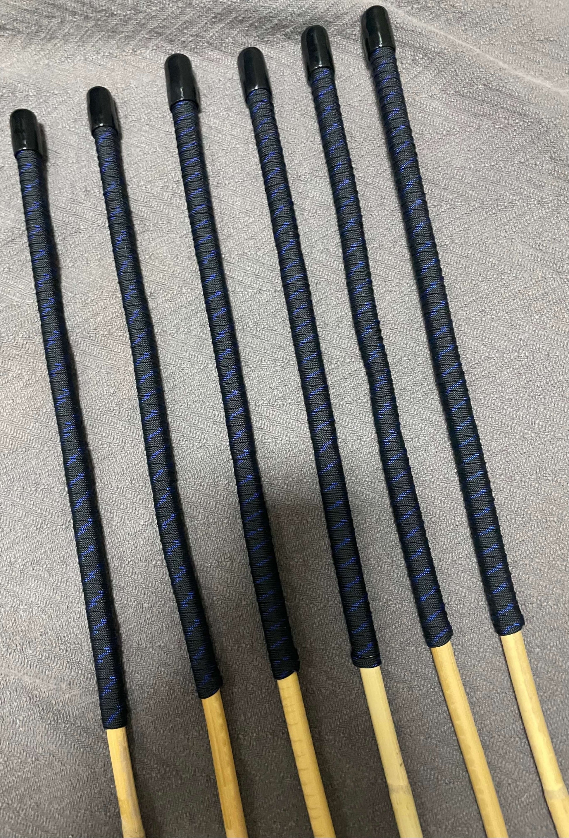Set of 6 Kooboo Rattan Punishment canes / School Canes / BDSM Canes with Blue Streak Paracord Handles -- 83 to 87 cms Length - Englishvice Canes