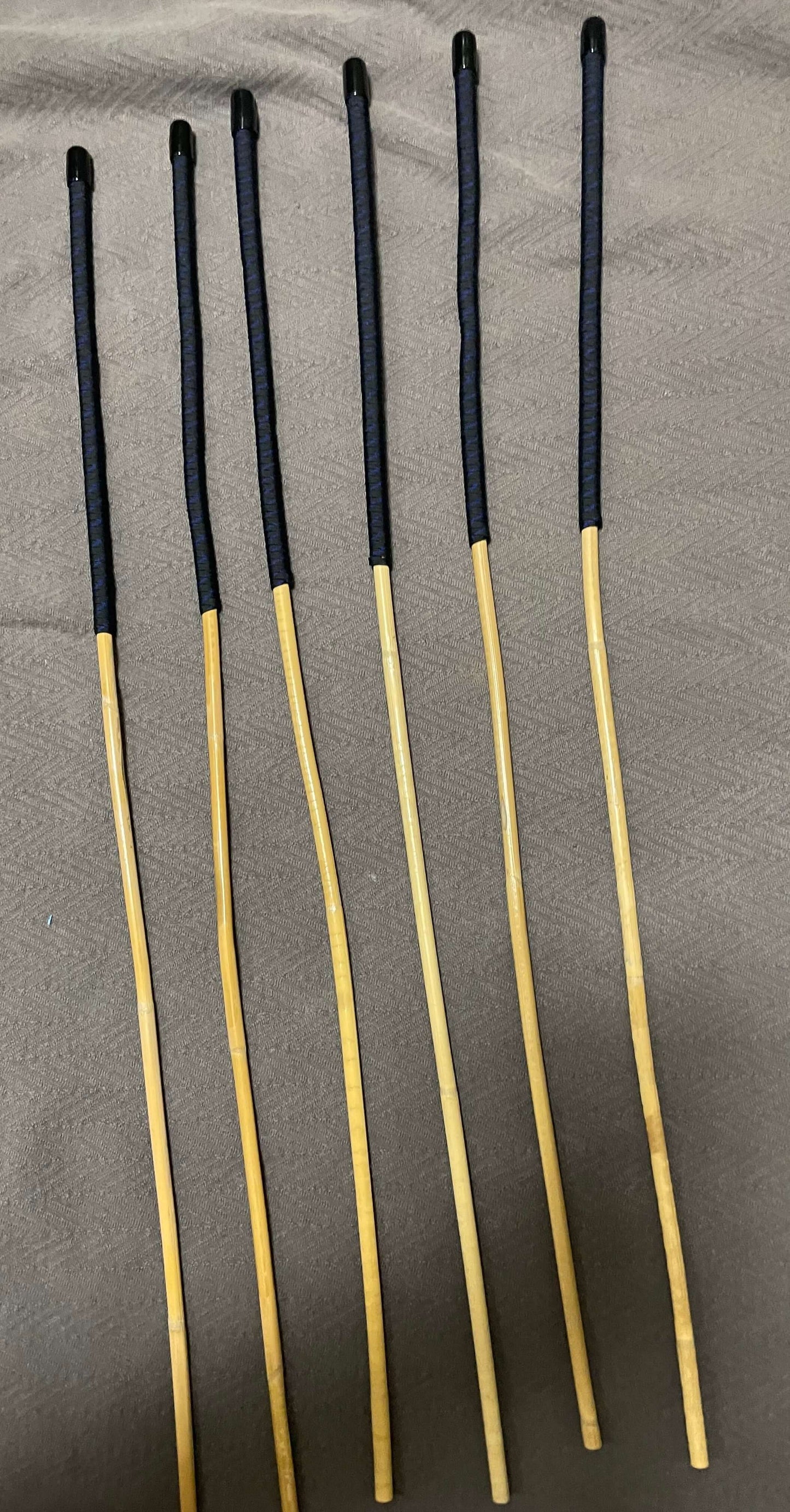 Set of 6 Kooboo Rattan Punishment canes / School Canes / BDSM Canes with Blue Streak Paracord Handles -- 83 to 87 cms Length - Englishvice Canes
