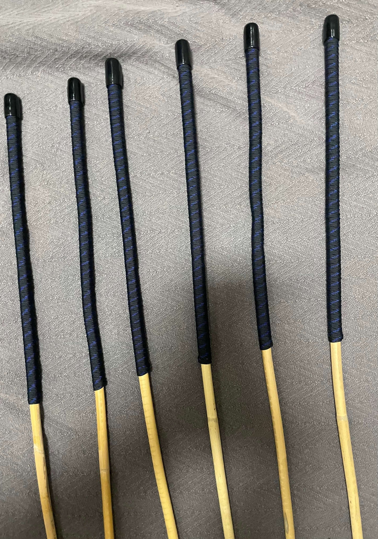 Set of 6 Kooboo Rattan Punishment canes / School Canes / BDSM Canes with Blue Streak Paracord Handles -- 83 to 87 cms Length - Englishvice Canes