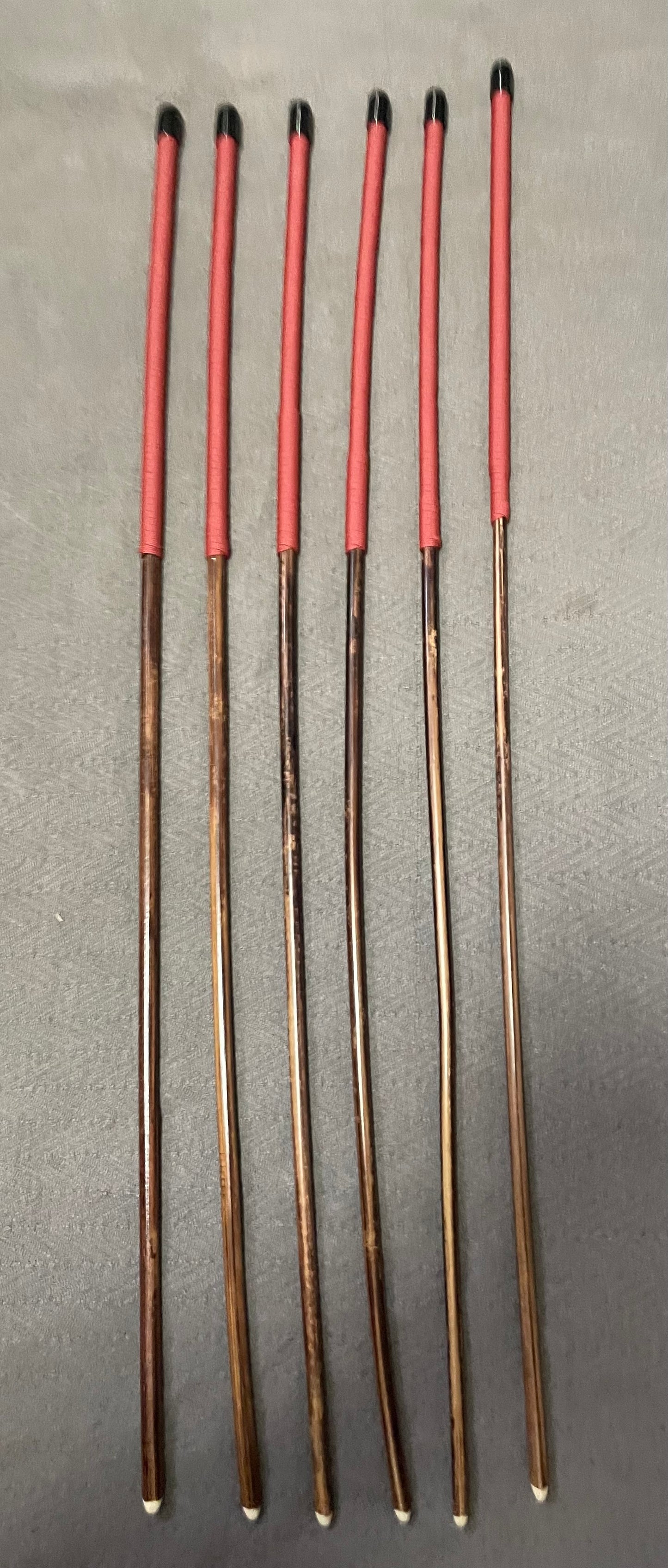 Set of 6 Knotless / No Knot Smoked Dragon Canes with Brick Red Handles - Englishvice Canes