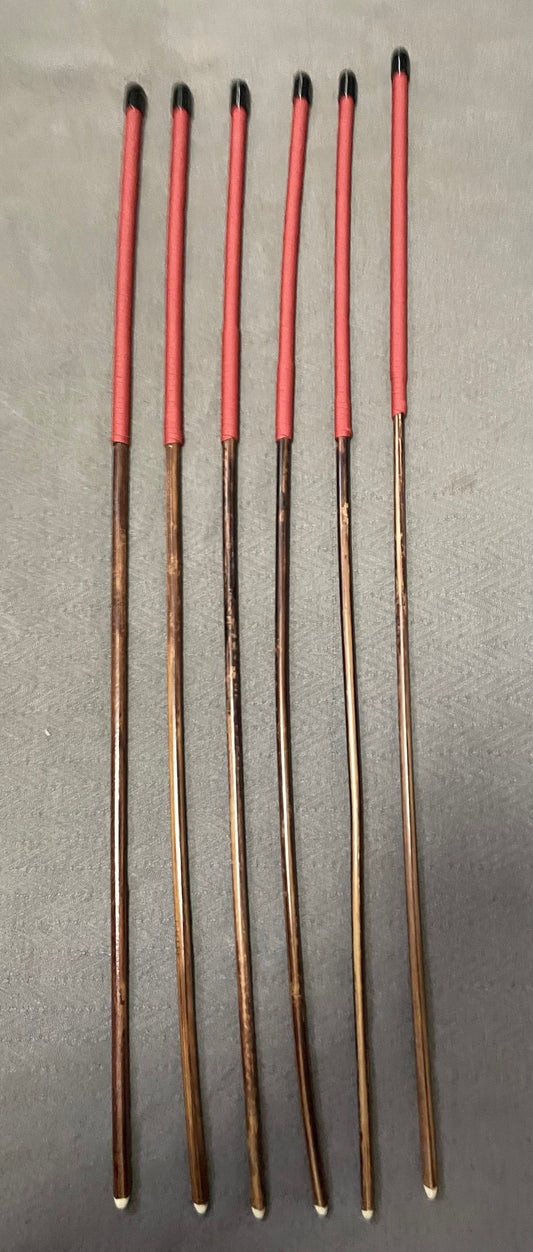 Set of 6 Knotless / No Knot Smoked Dragon Canes with Brick Red Handles - Englishvice Canes