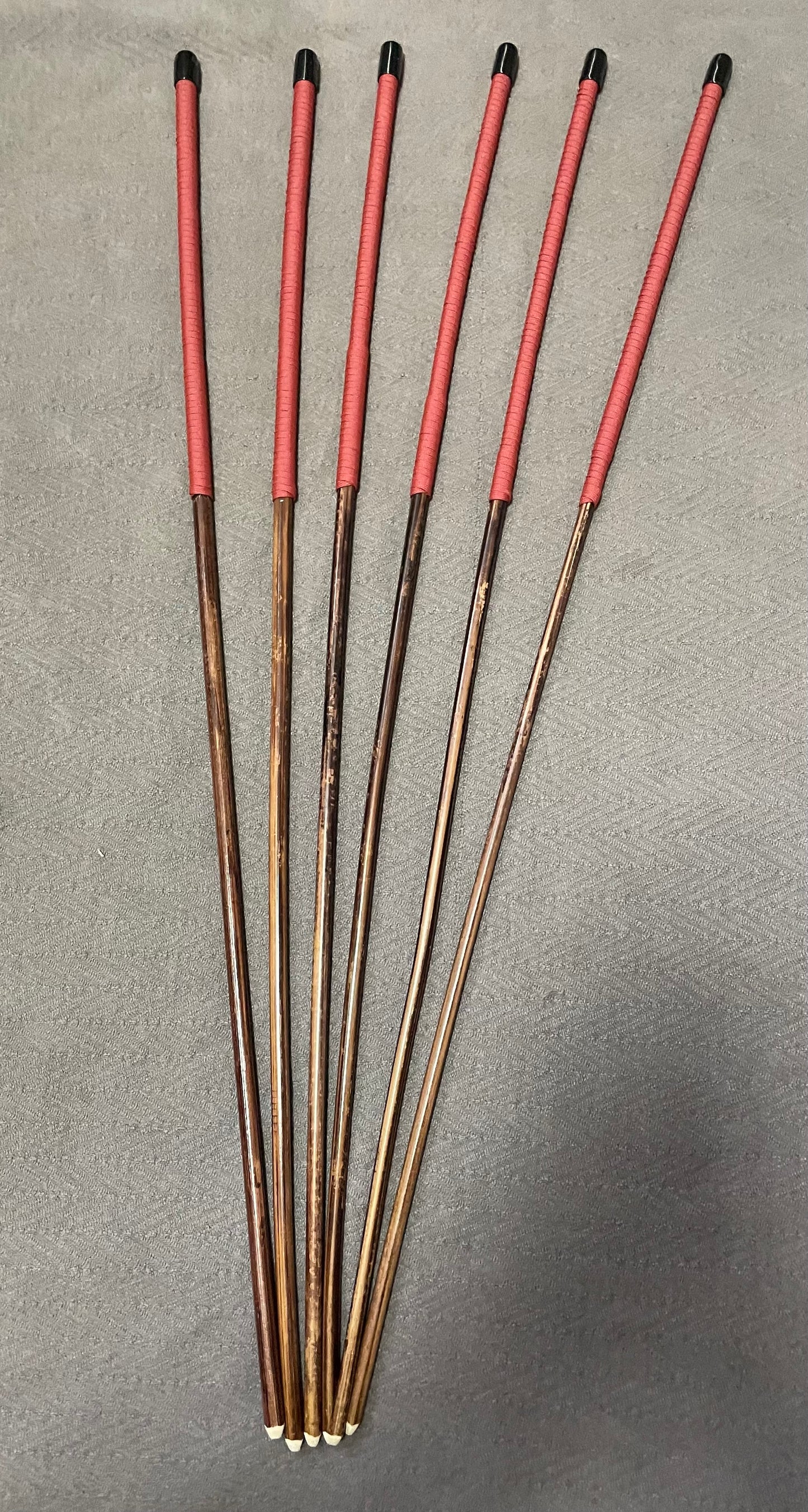 Set of 6 Knotless / No Knot Smoked Dragon Canes with Brick Red Handles - Englishvice Canes
