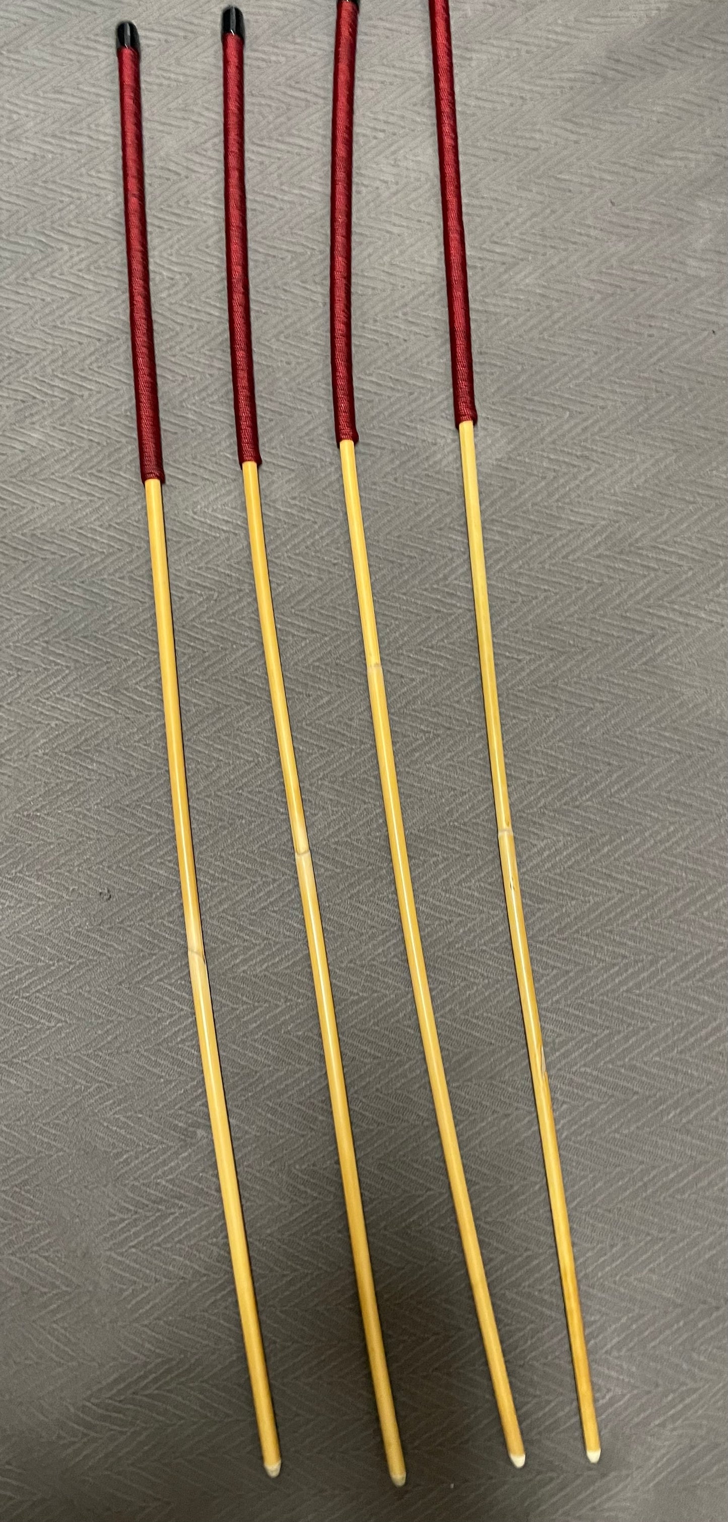Pro Disciplinarian BDSM Toychest Essentials - Set of 4 Classic Dragon Rattan Punishment Canes - 98 - 102 cms L - 14" BLACK / RED Kangaroo Leather Handles