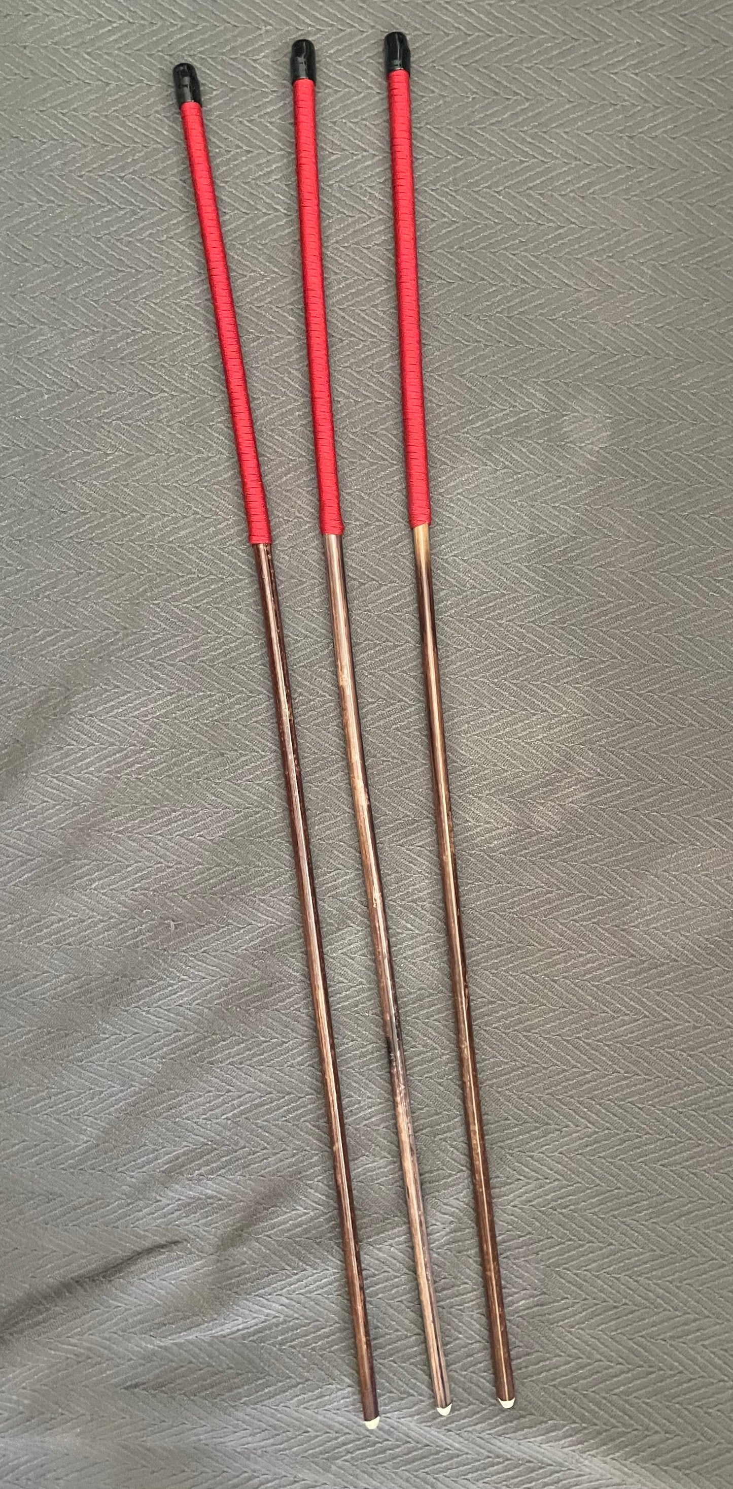 Set of 3 Knotless Smoked Dragon Canes / Ultimate No Knot Smoked Dragon Canes - 92 to 94 cms Length - Red / Black Paracord Handles - Englishvice Canes