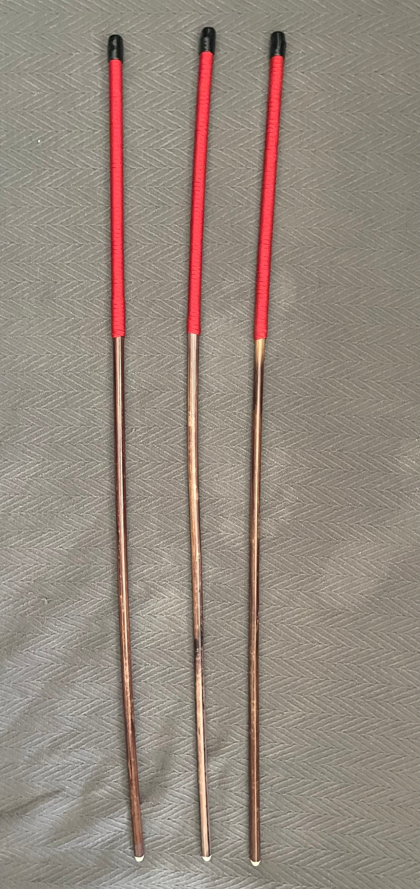 Set of 3 Knotless Smoked Dragon Canes / Ultimate No Knot Smoked Dragon Canes - 92 to 94 cms Length - Red / Black Paracord Handles - Englishvice Canes