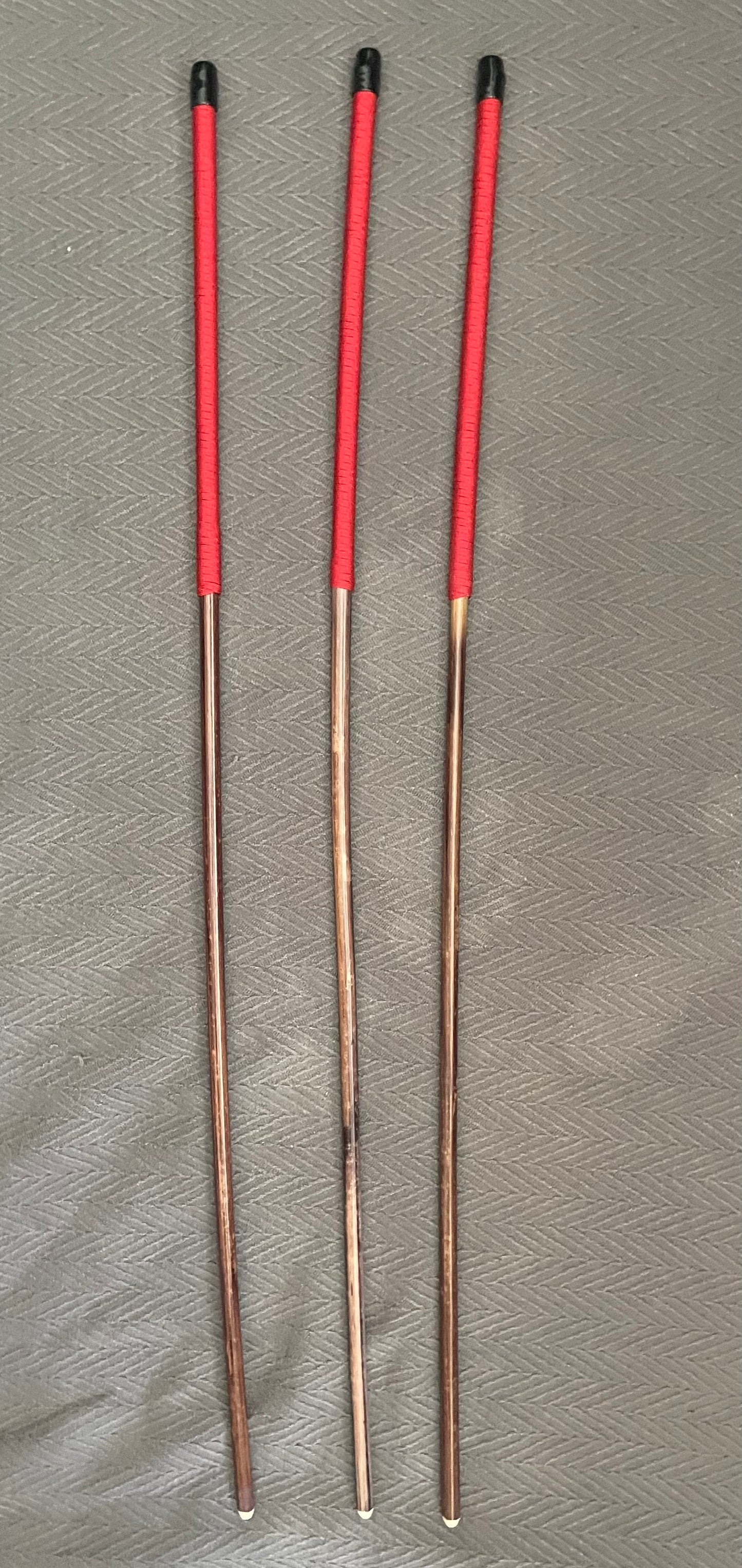 Set of 3 Knotless Smoked Dragon Canes / Ultimate No Knot Smoked Dragon Canes  - 92 to 94 cms Length - Red / Black Paracord Handles - Englishvice Canes