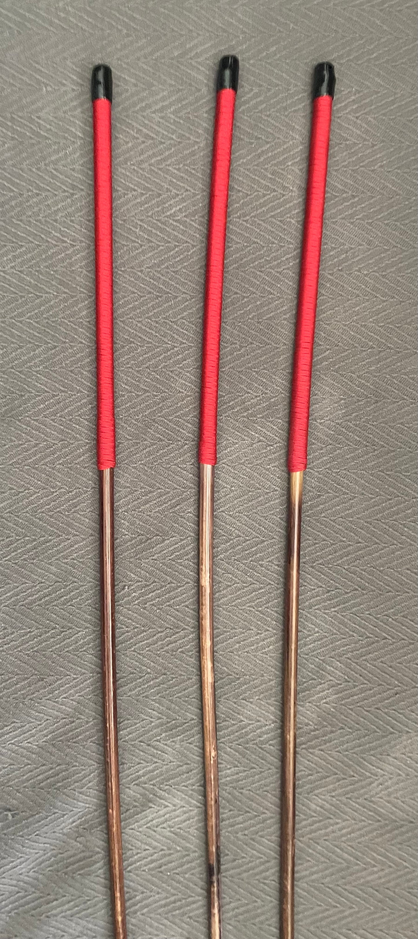 Set of 3 Knotless Smoked Dragon Canes / Ultimate No Knot Smoked Dragon Canes  - 92 to 94 cms Length - Red / Black Paracord Handles - Englishvice Canes