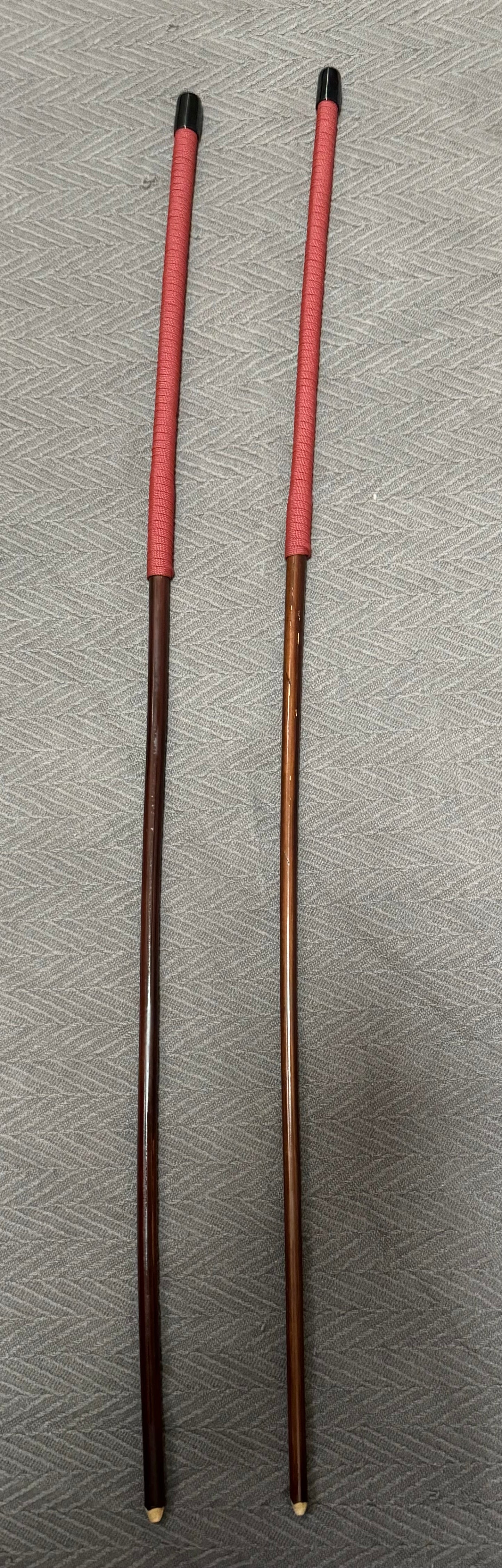 Set of 2 Knotless Smoked Dragon Canes / Ultimate No Knot Smoked Dragon Canes - 82 to 84 cms Length - BRICK RED Paracord Handles - Englishvice Canes