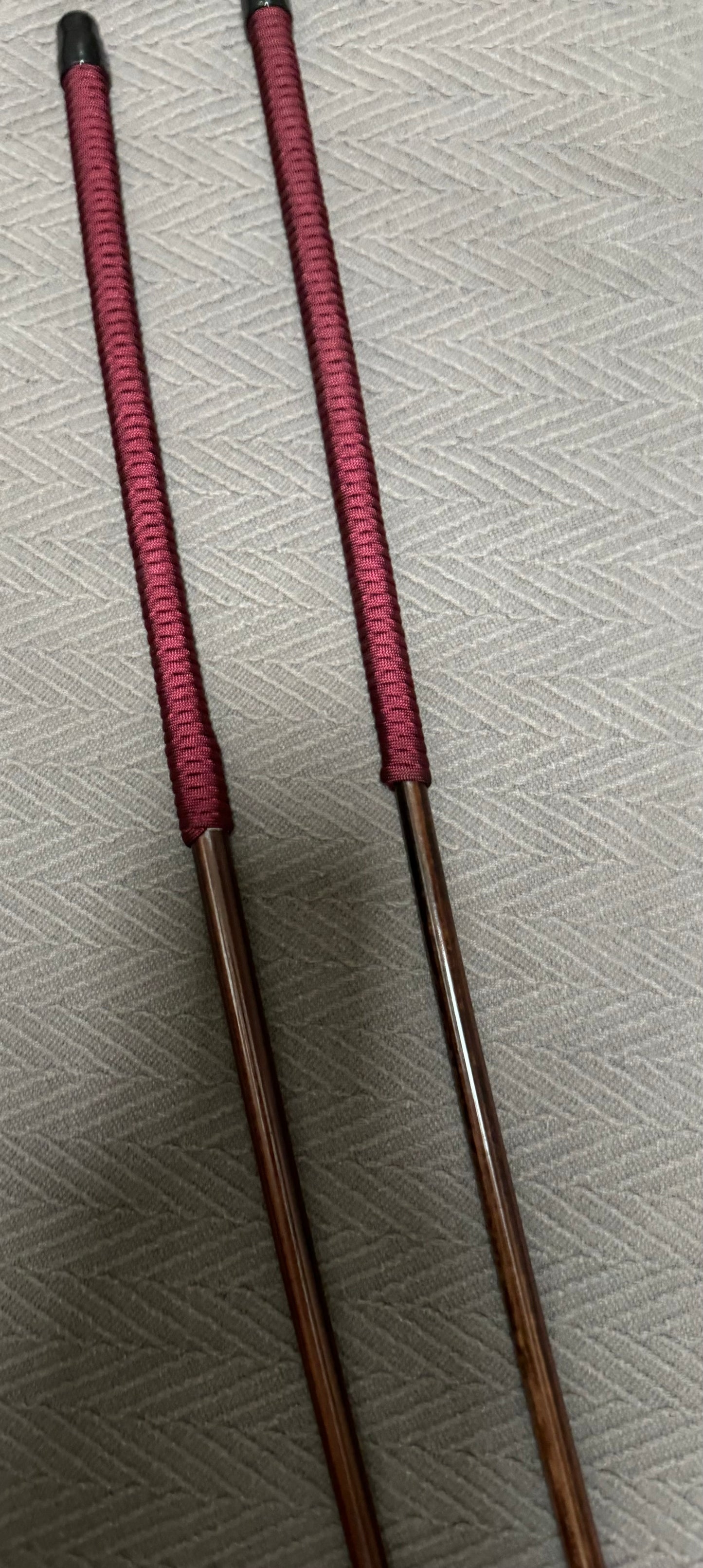 Set of 2 Knotless Smoked Dragon Canes / Ultimate No Knot Smoked Dragon Canes  - 90 to 92 cms - BURGUNDY Paracord Handles - Englishvice Canes