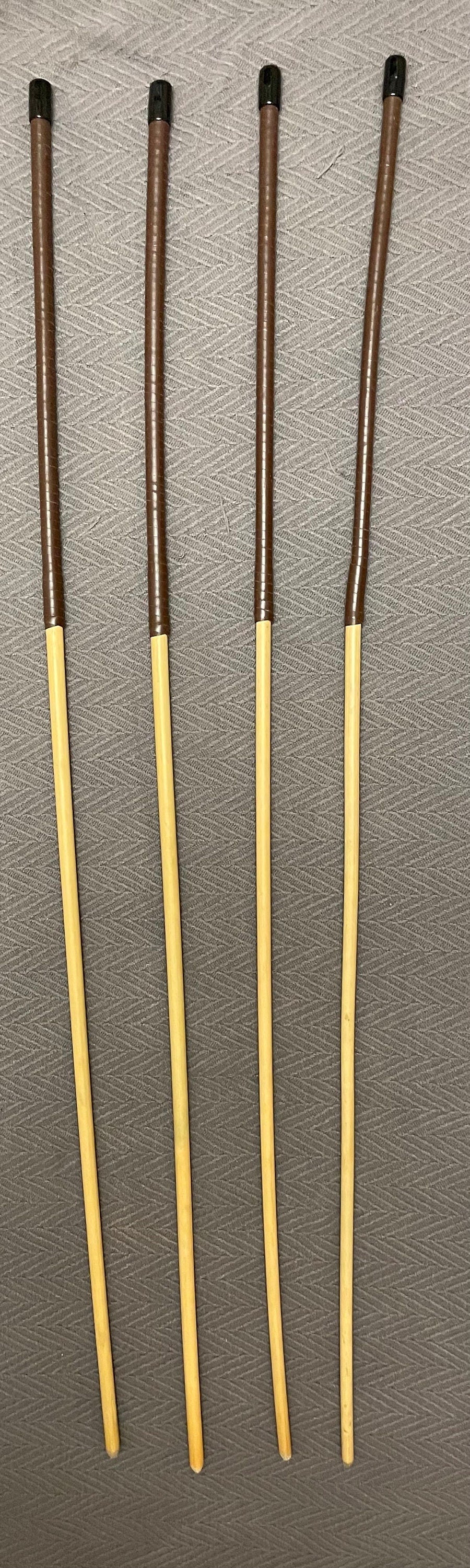 Knotless Dragon Canes / Ultimate Rattan Canes Set of 4 with Brandy Kangaroo Leather Handles 100 cms Length - Englishvice Canes